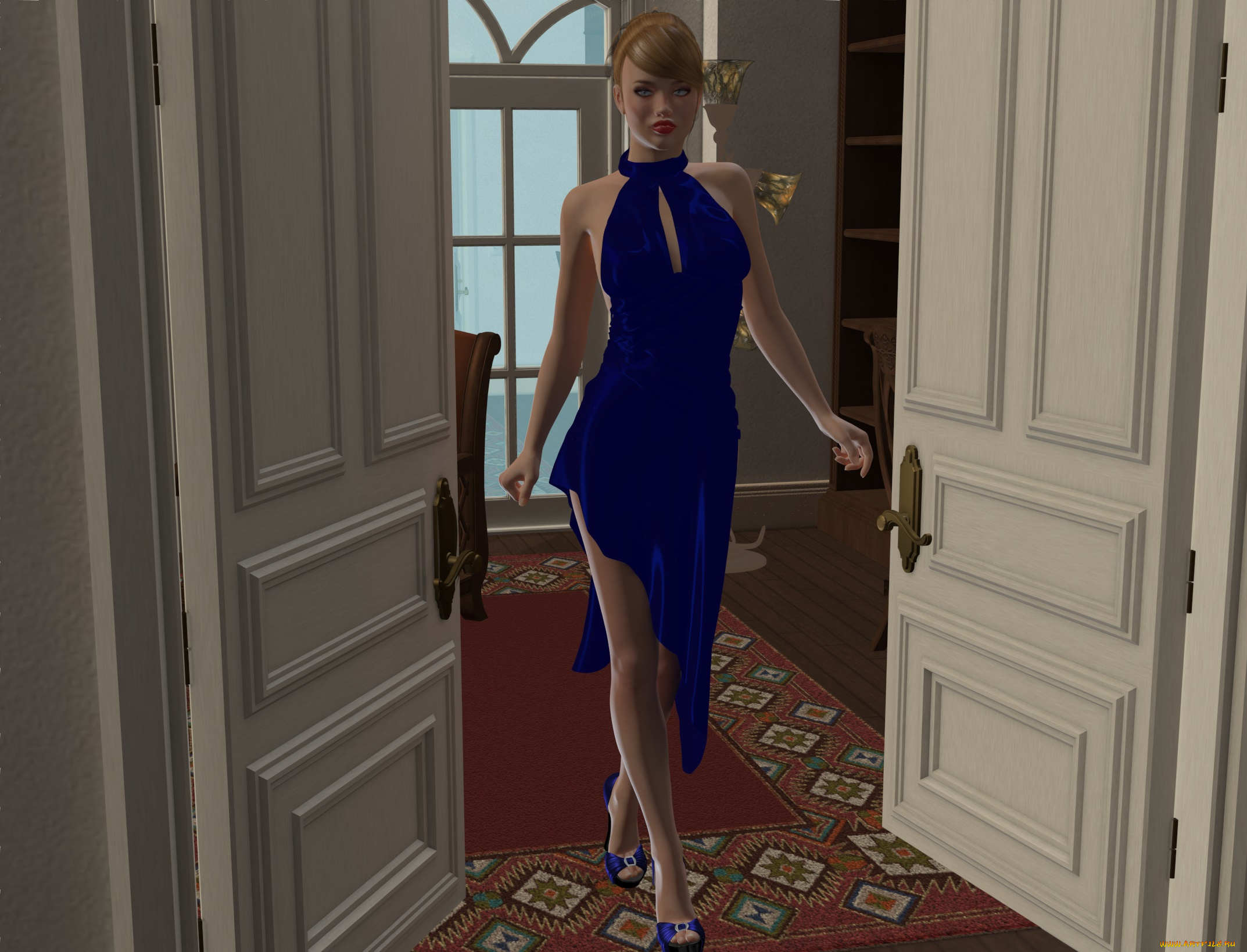 3д, графика, люди, , people, дверь, взгляд, девушка