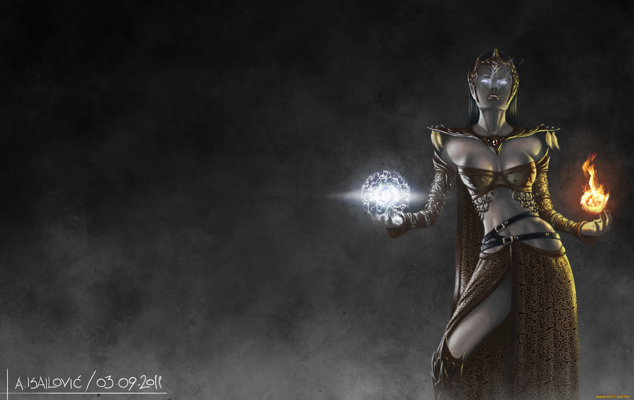 фэнтези, девушки, шары, магия, фон, девушка