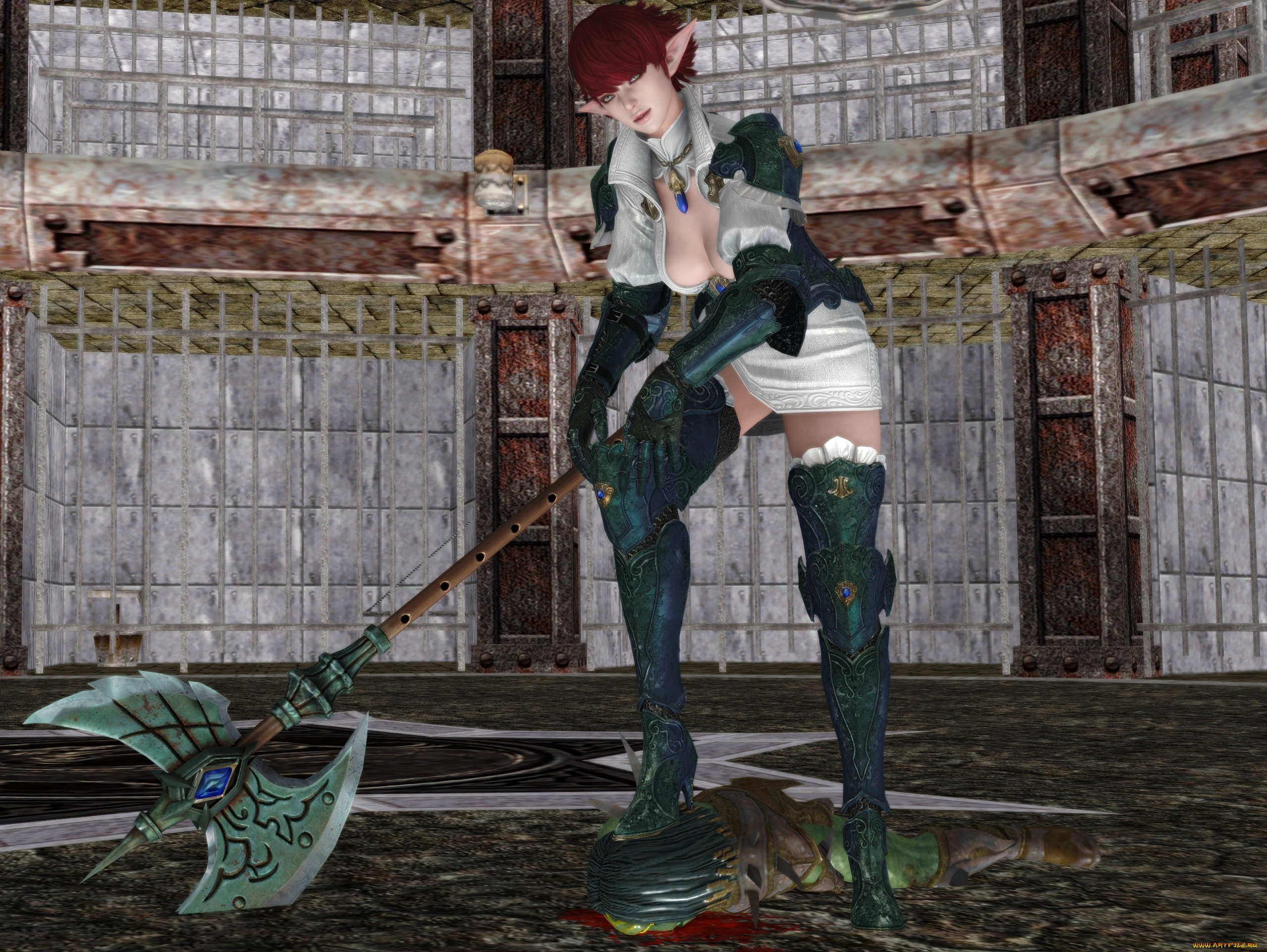 3д, графика, эльфы, , elves, взгляд, оружие, эльфийка