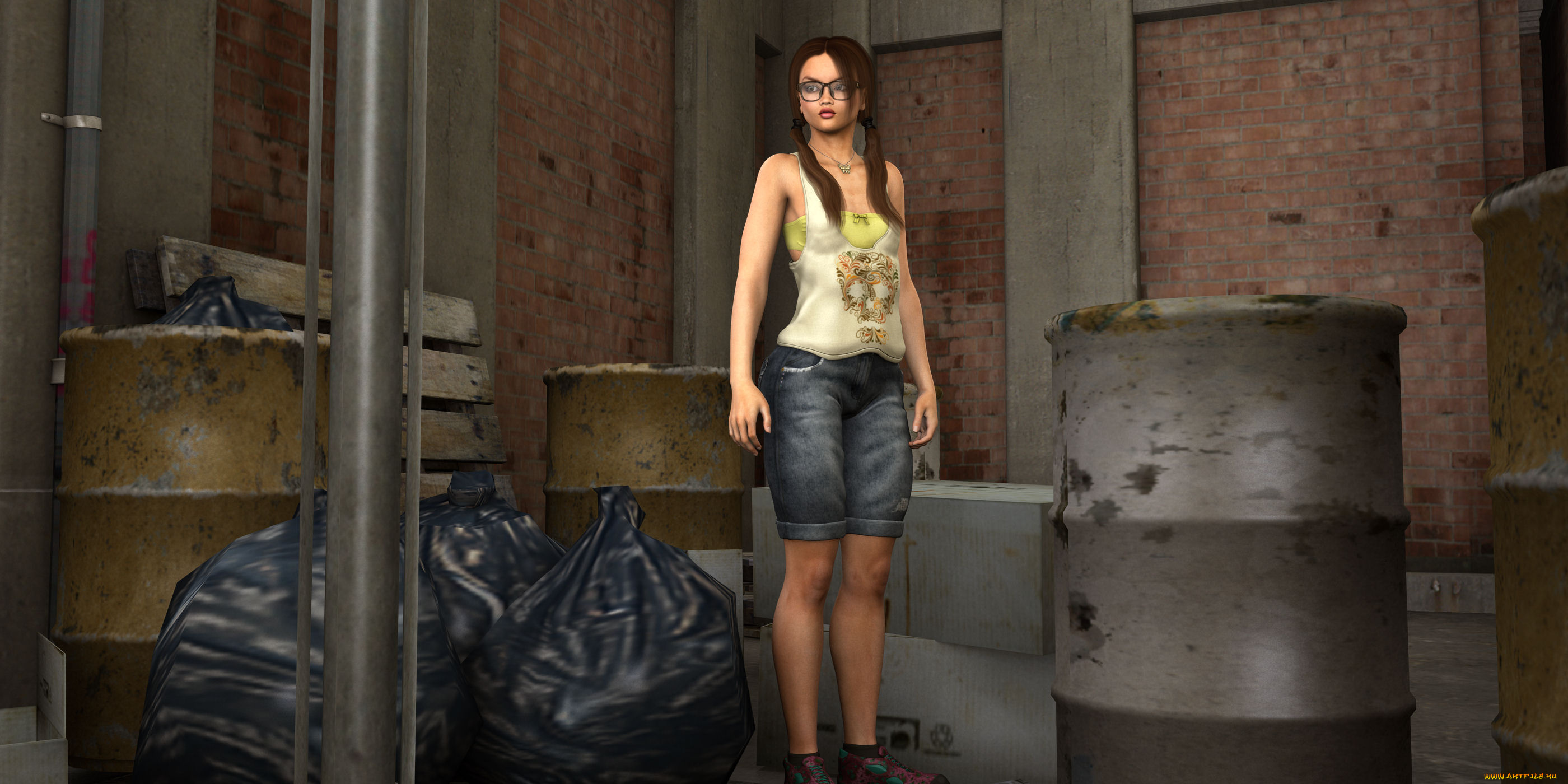 3д, графика, люди, , people, очки, взгляд, девушка