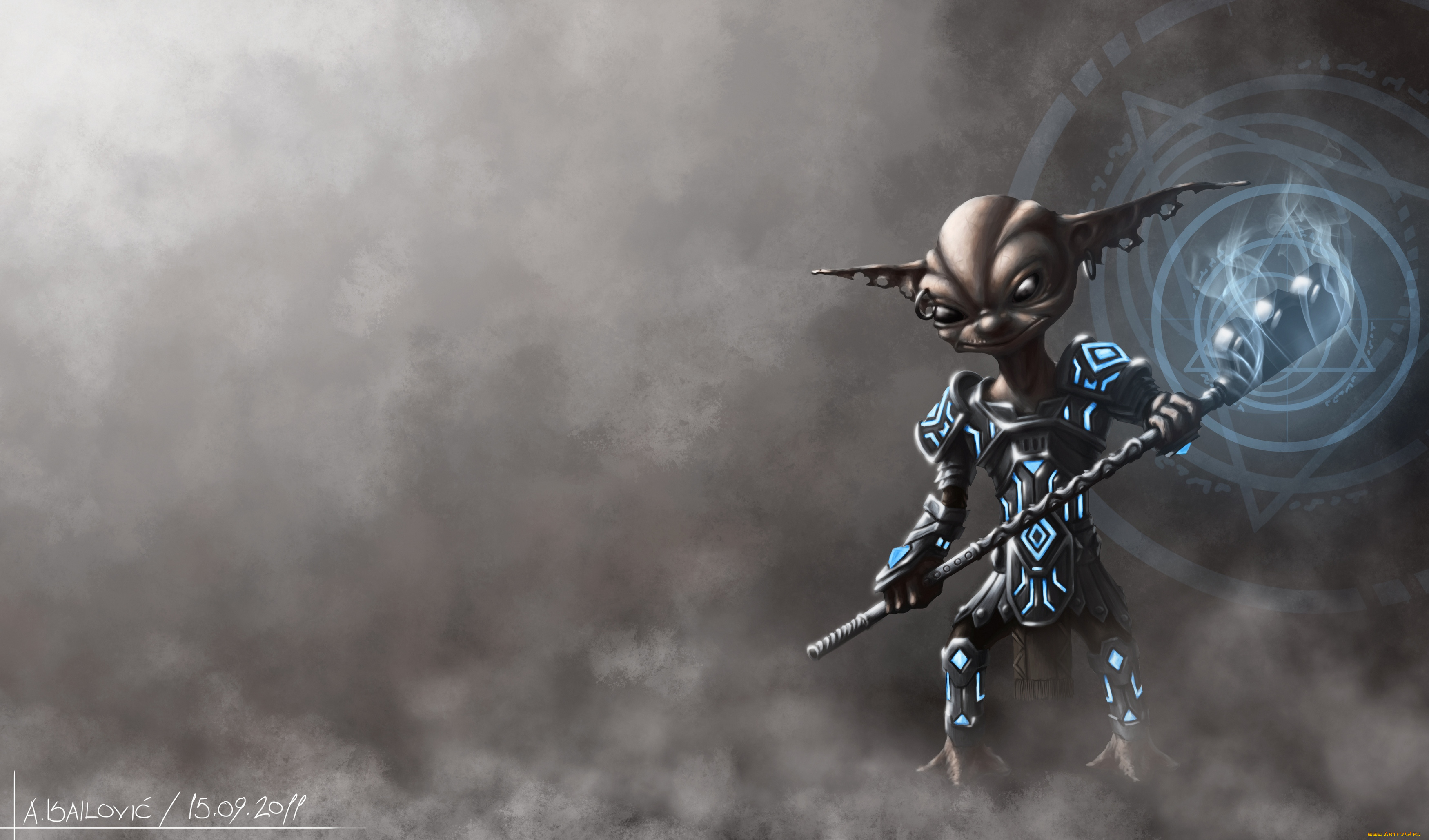 фэнтези, существа, посох, существо, искры, магия