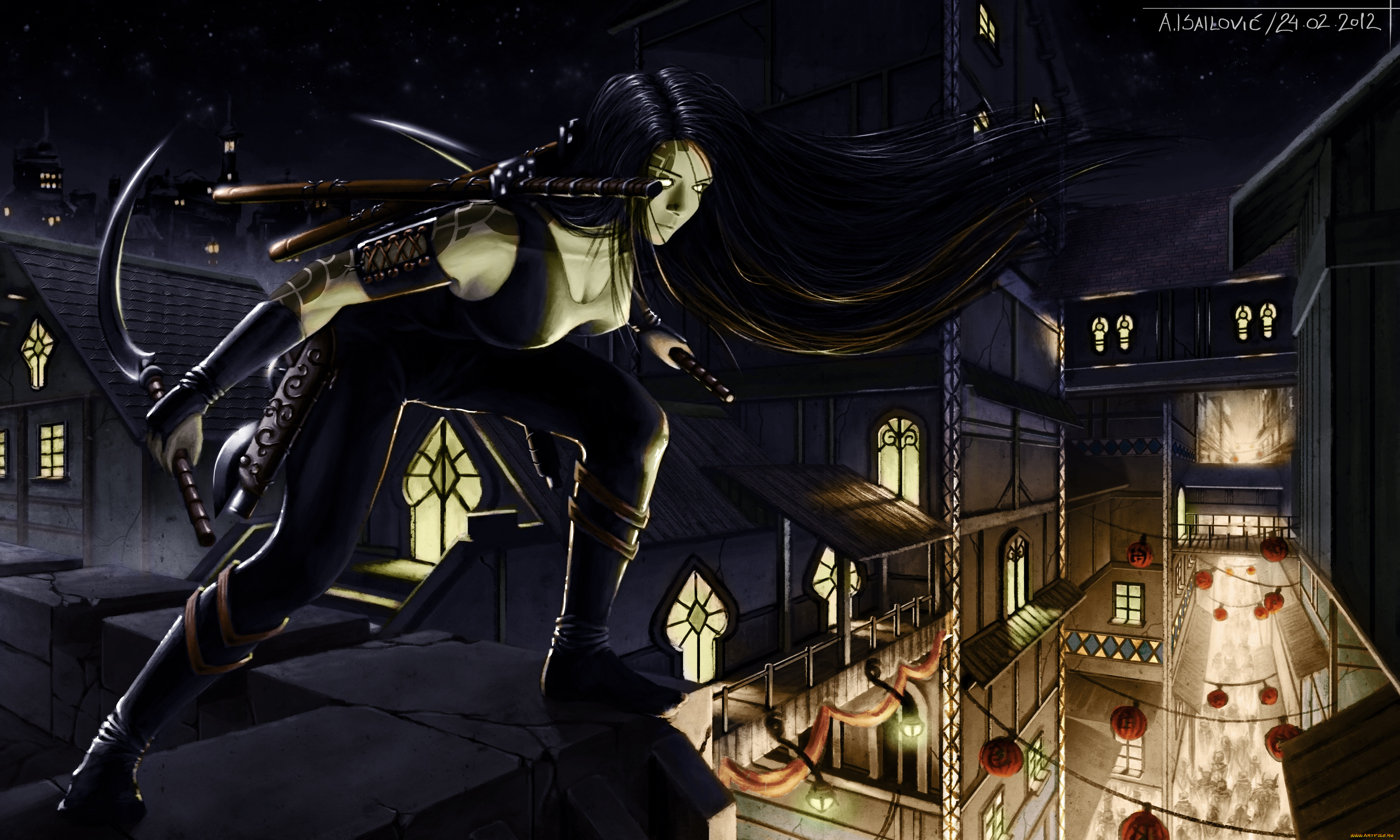 фэнтези, девушки, оружие, девушка, высота