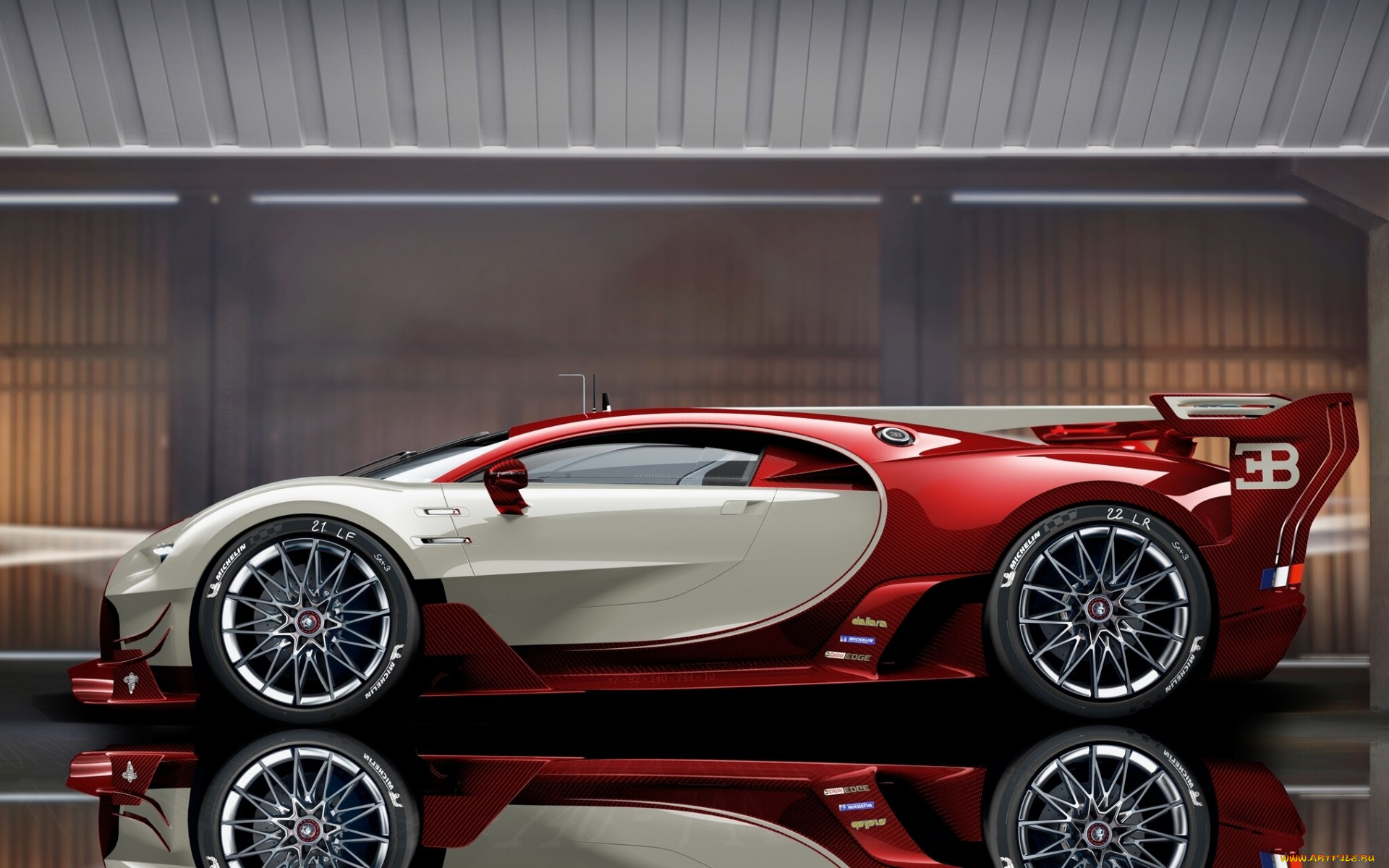 автомобили, 3д, отражение, bugatti, veyron, eb, 16-4, гиперкар, sports, car