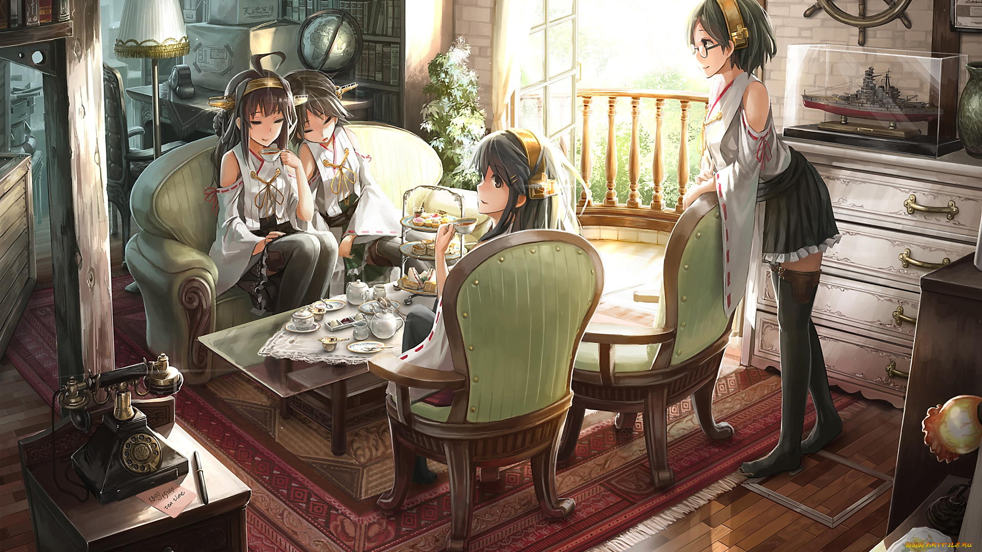 аниме, kantai, collection, фон, взгляд, девушки