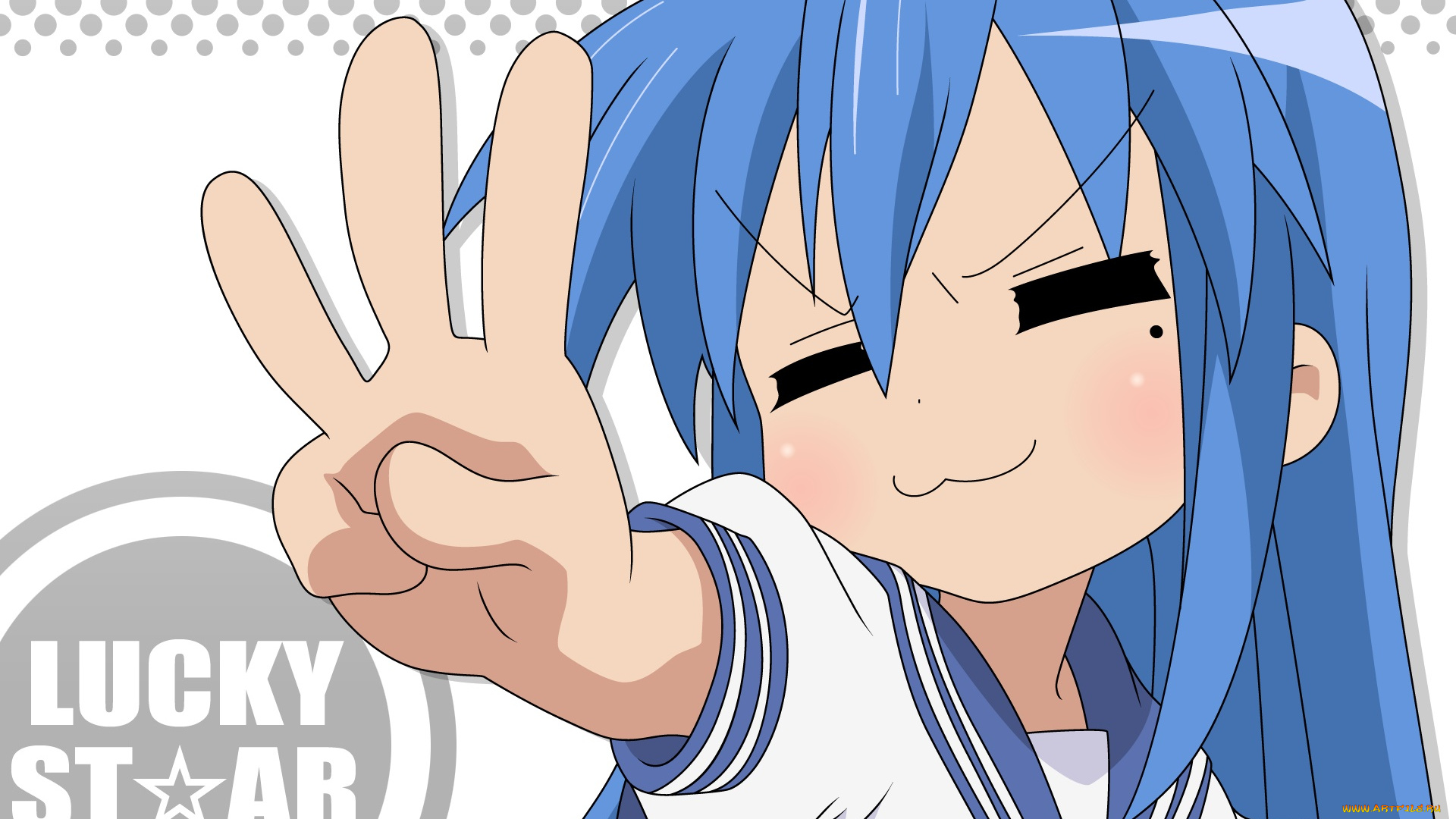 аниме, lucky, star, фон, взгляд, девушка