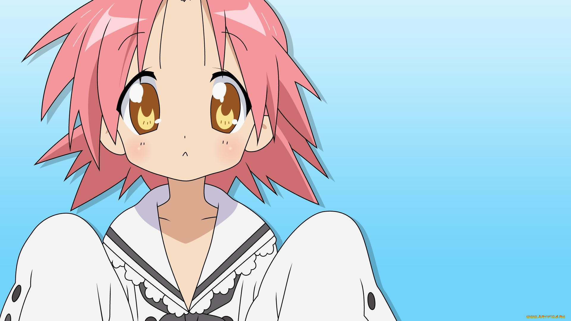 аниме, lucky, star, фон, взгляд, девушка