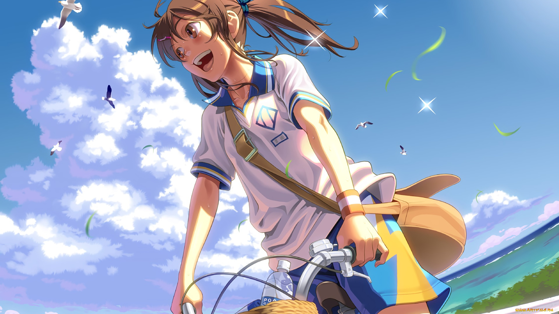 аниме, unknown, , другое, фон, девушка, взгляд