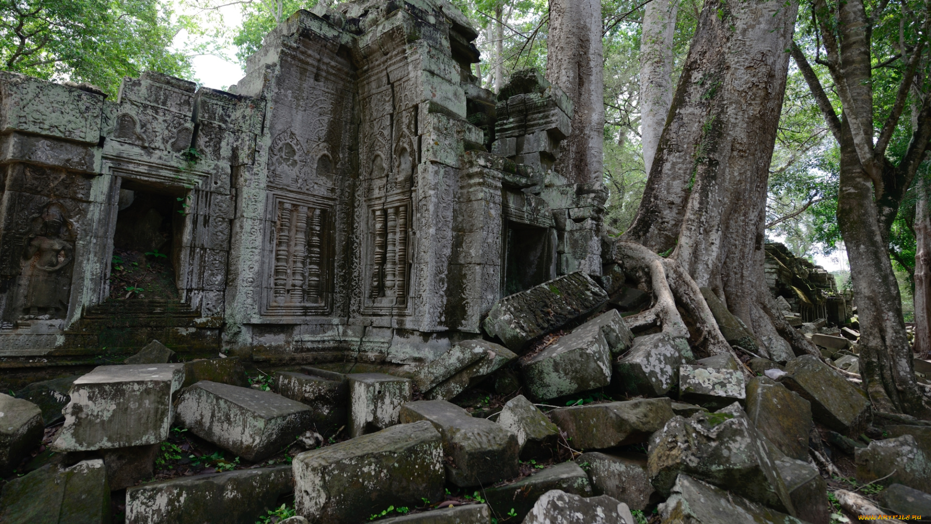 города, -, исторические, , архитектурные, памятники, табу, храм, пейзаж, камбоджа