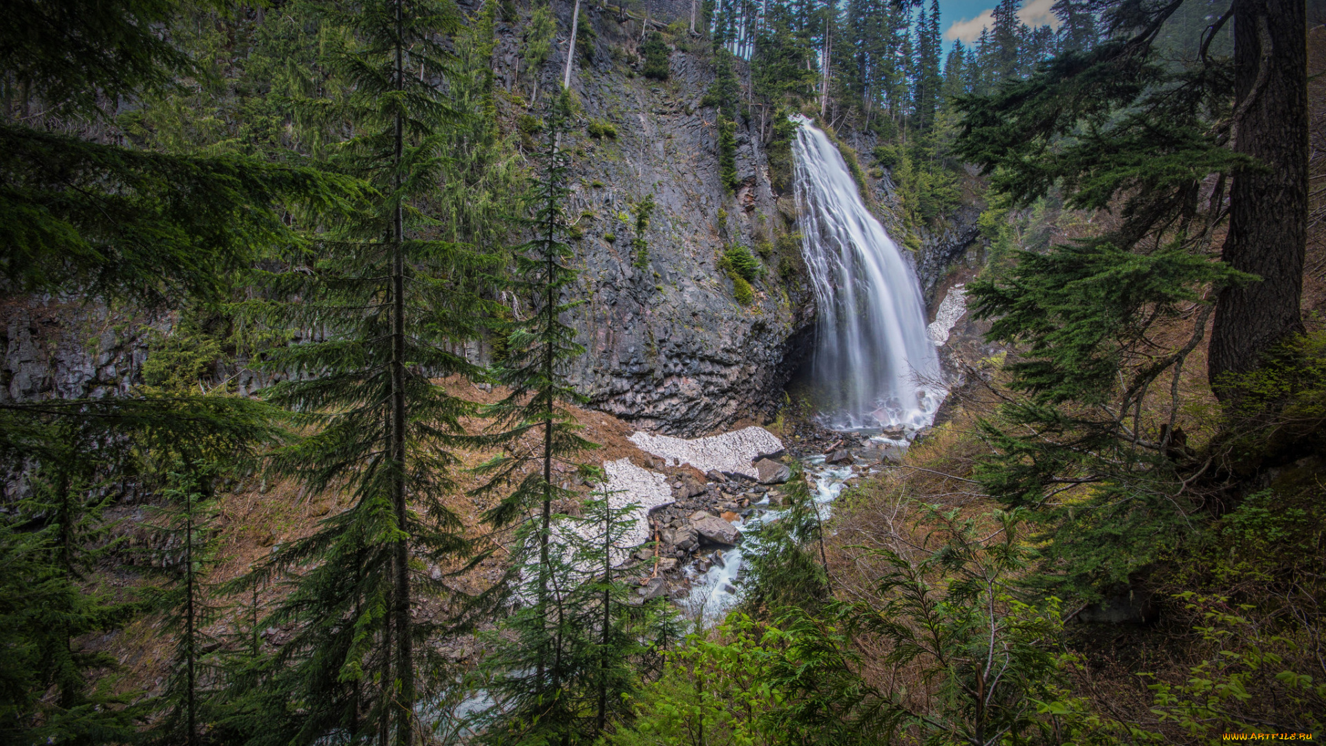 природа, водопады, лес, водопад, река