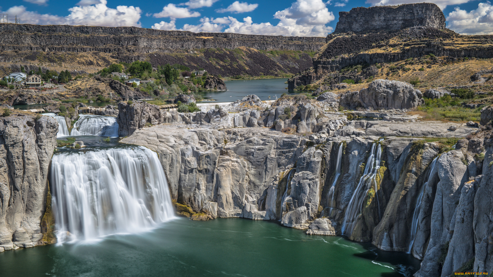 природа, водопады, река, водопад, лес