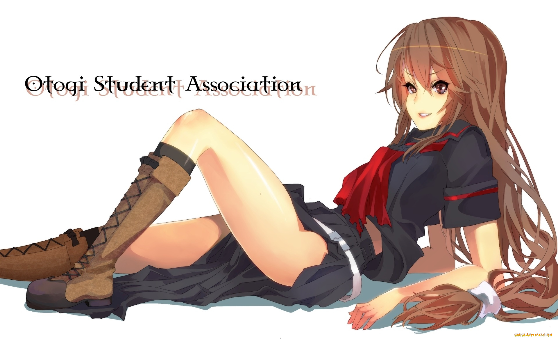 аниме, ookami-san, to, shichinin, no, nakama-tachi, девушка, взгляд, фон