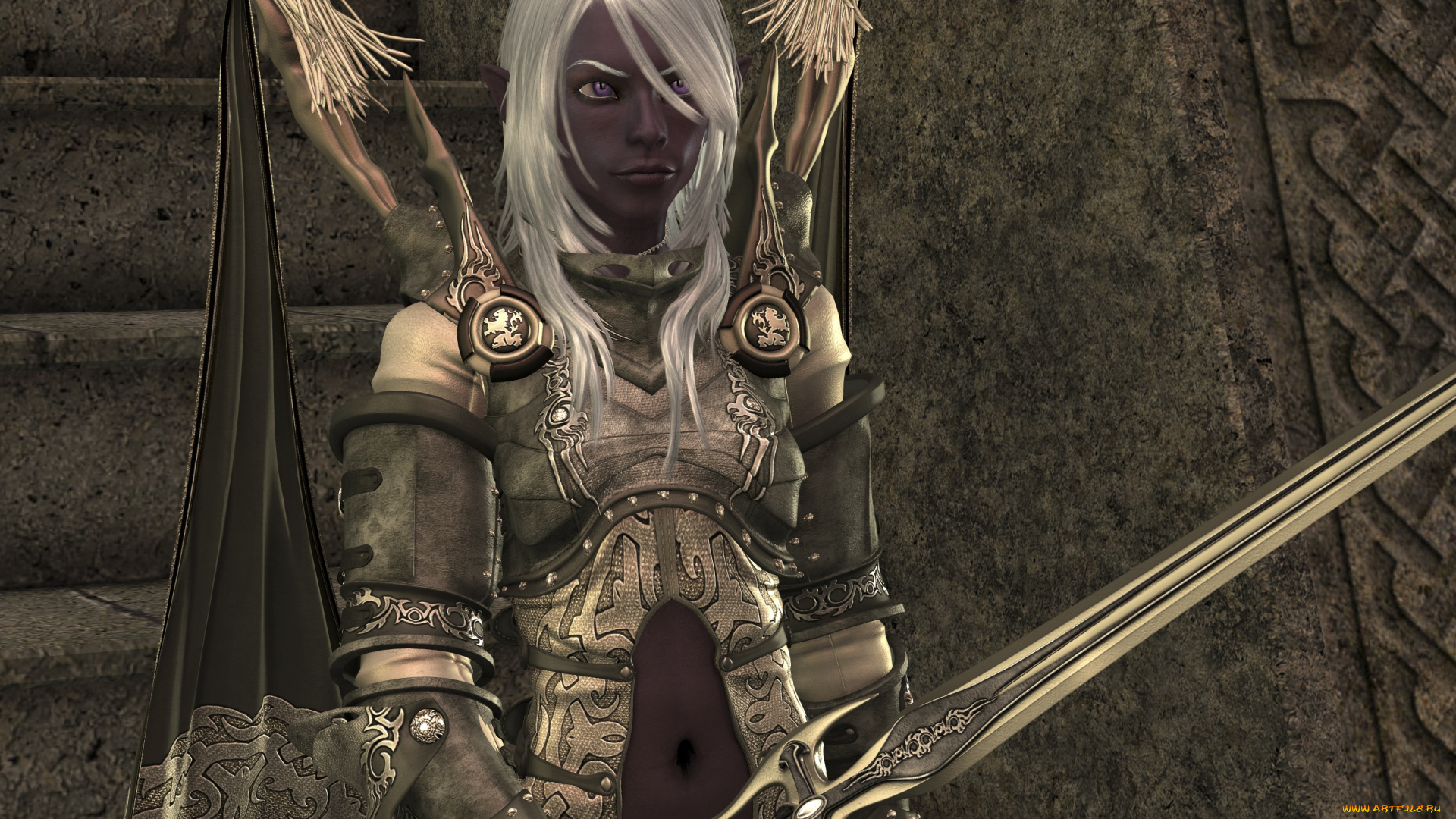 3д, графика, фантазия, , fantasy, фон, взгляд, девушка