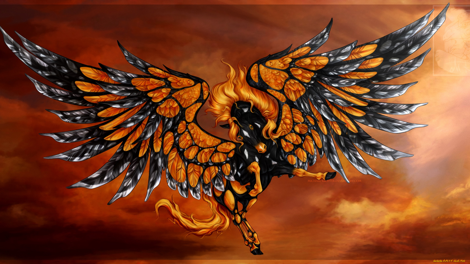 3д, графика, существа, , creatures, пегас, фон, лошадь