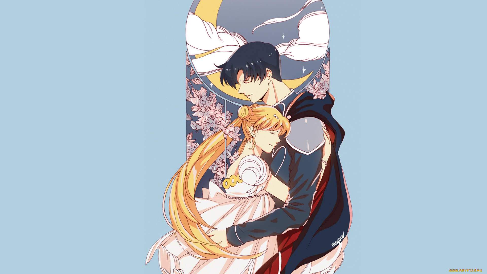 аниме, sailor, moon, двое