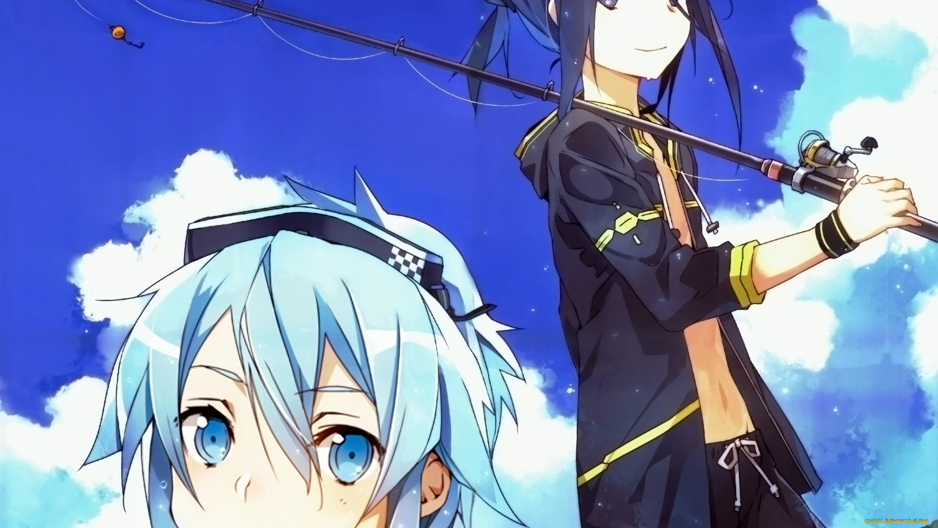 аниме, sword, art, online, двое