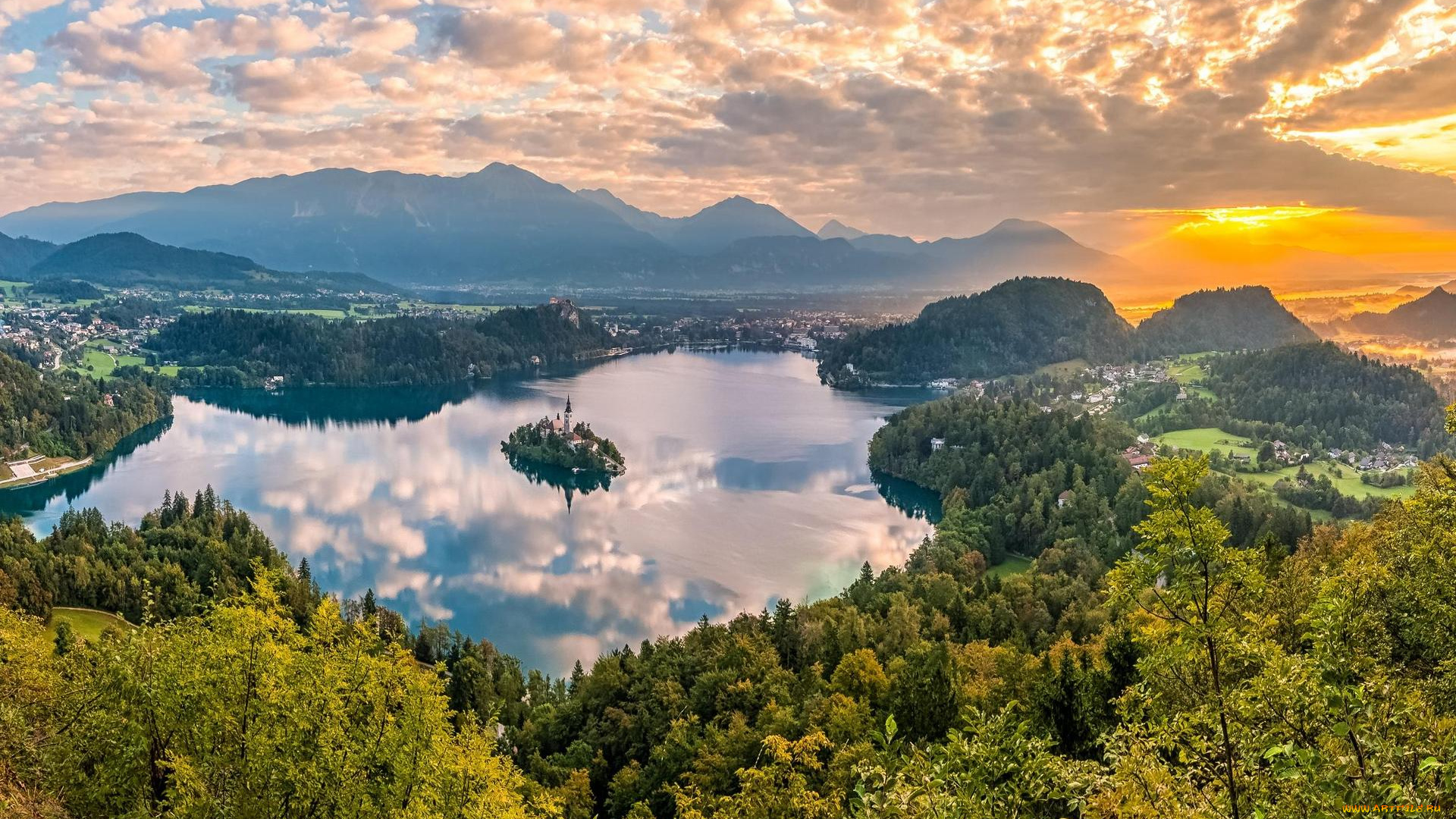 города, блед, , словения, bled, lake, озеро, блед, остров
