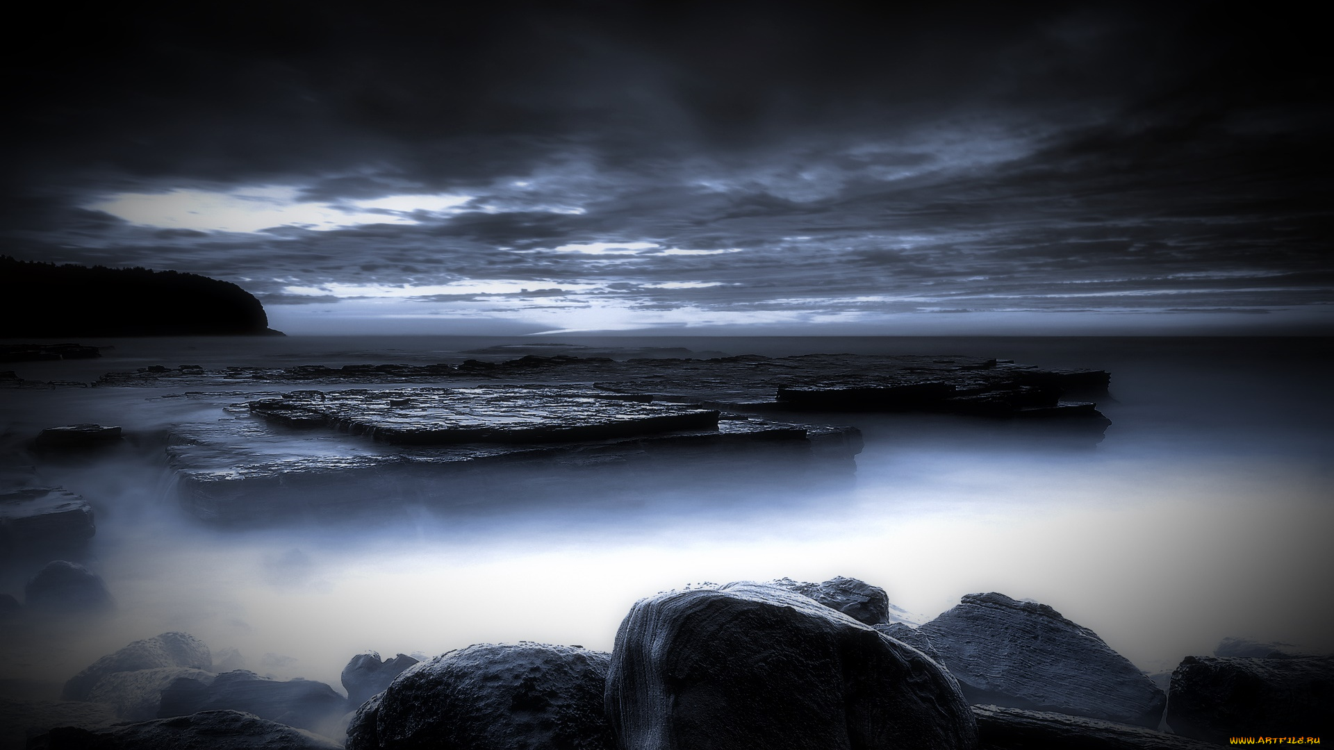 природа, побережье, море, камни