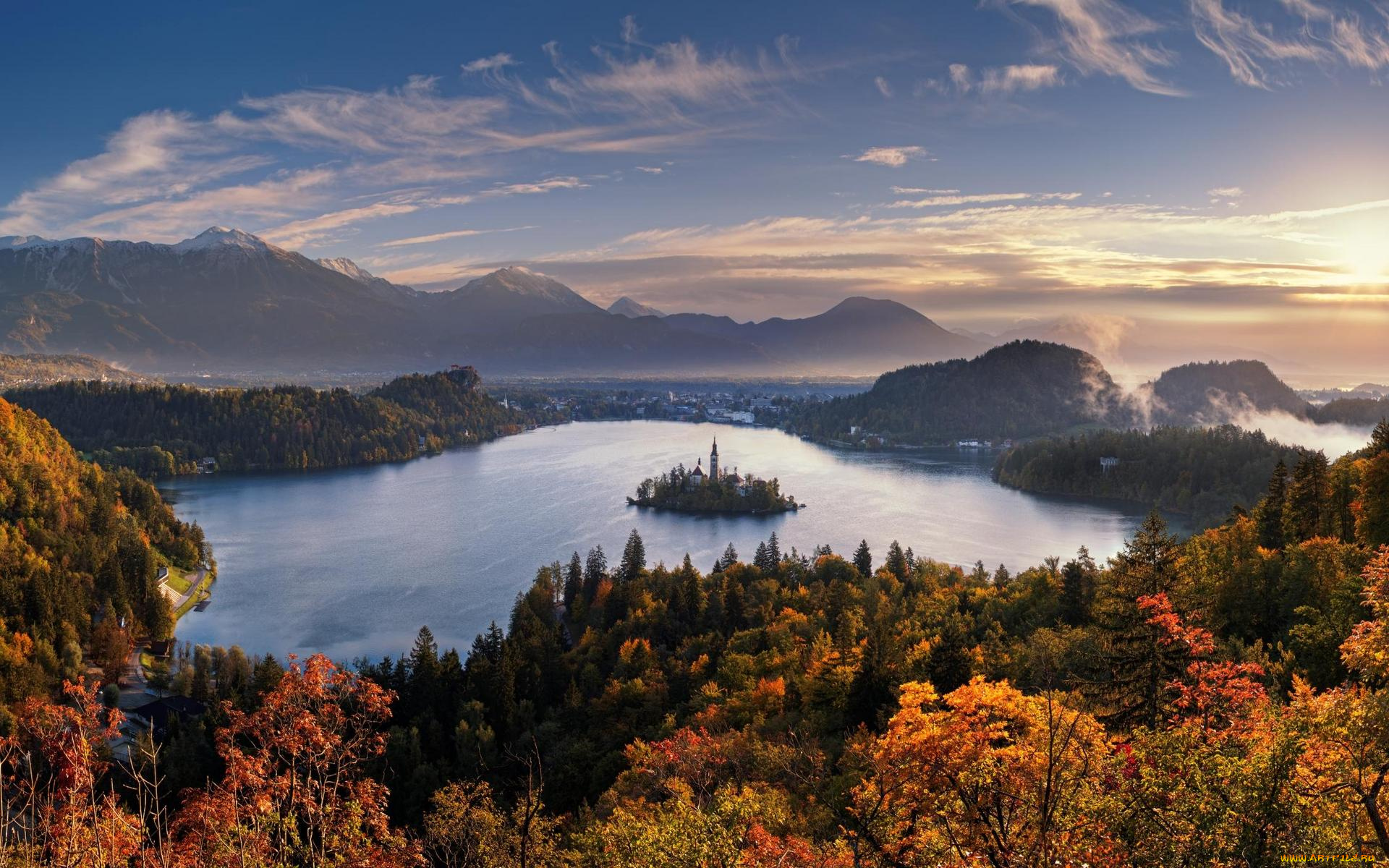 города, блед, , словения, bled, lake, озеро, блед, остров
