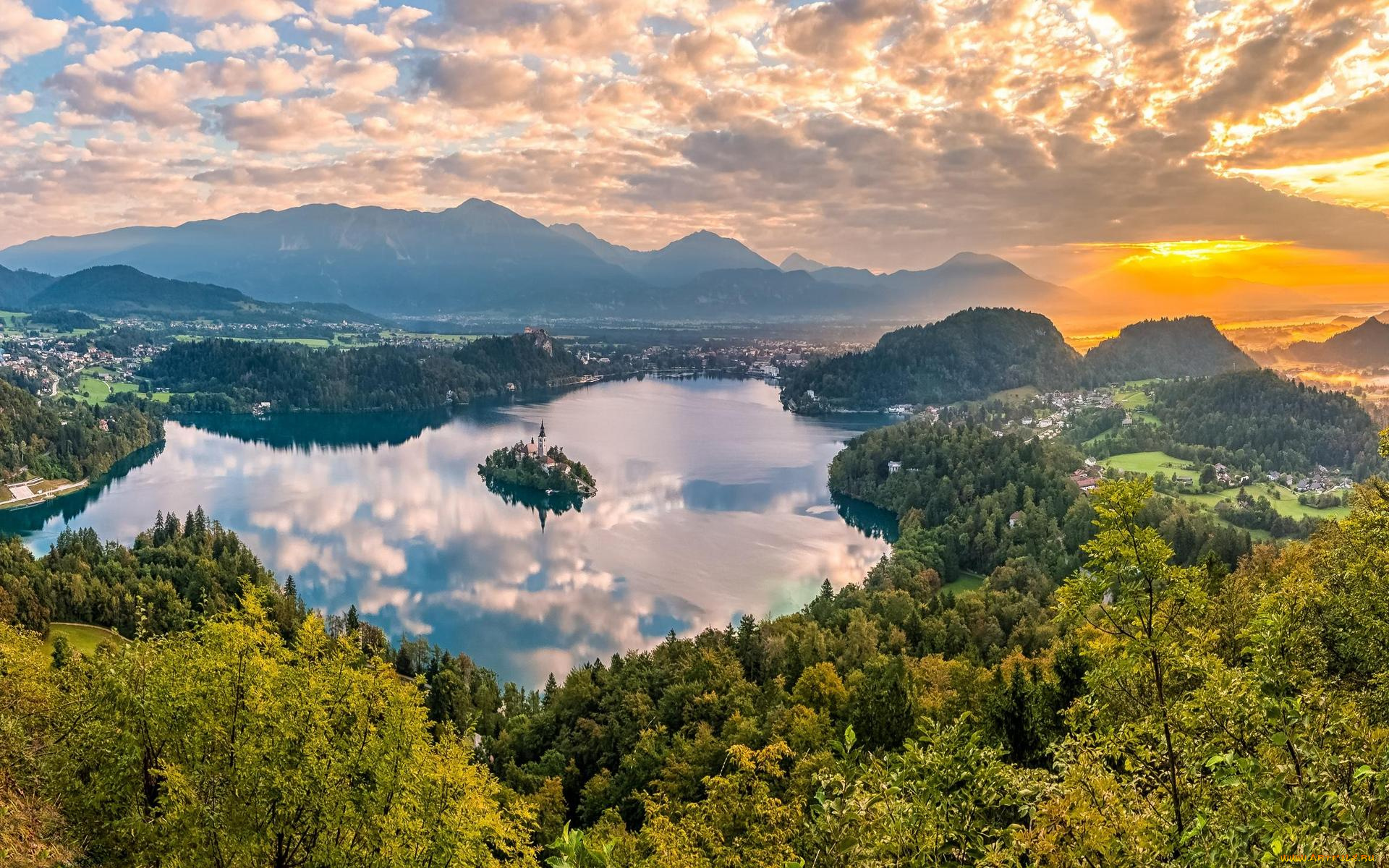 города, блед, , словения, bled, lake, озеро, блед, остров