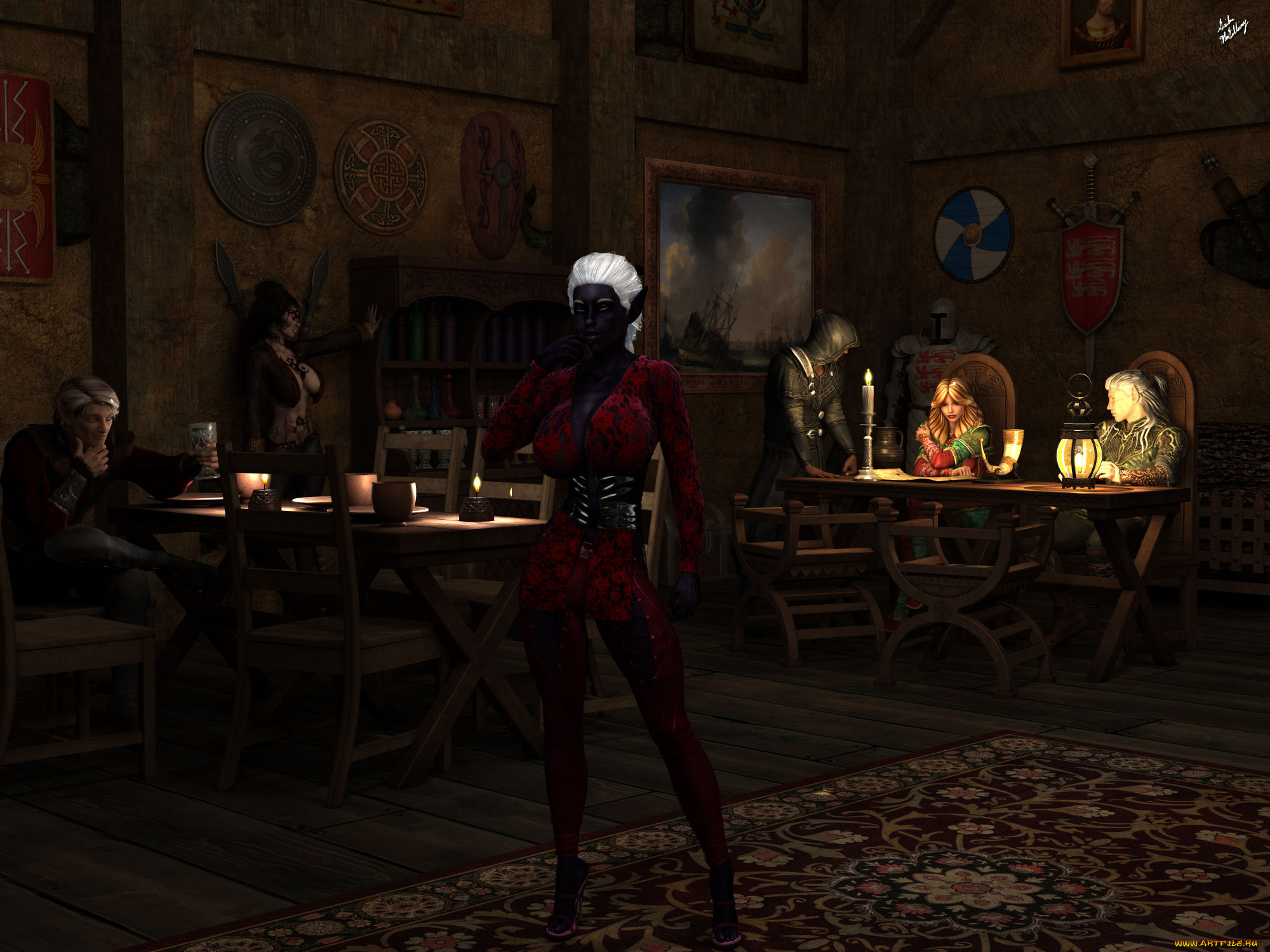 3д, графика, эльфы, , elves, фон, взгляд, девушка