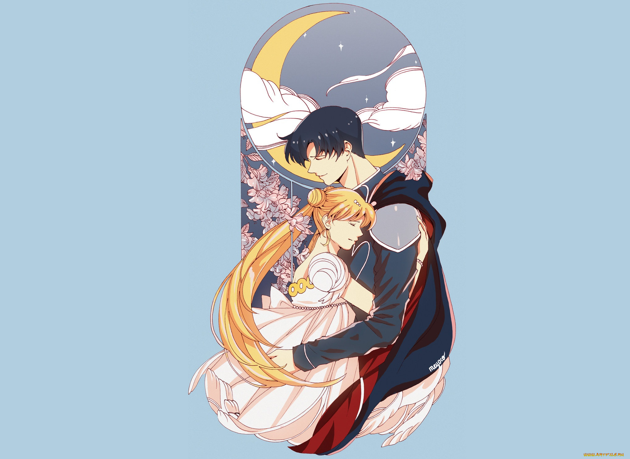 аниме, sailor, moon, двое