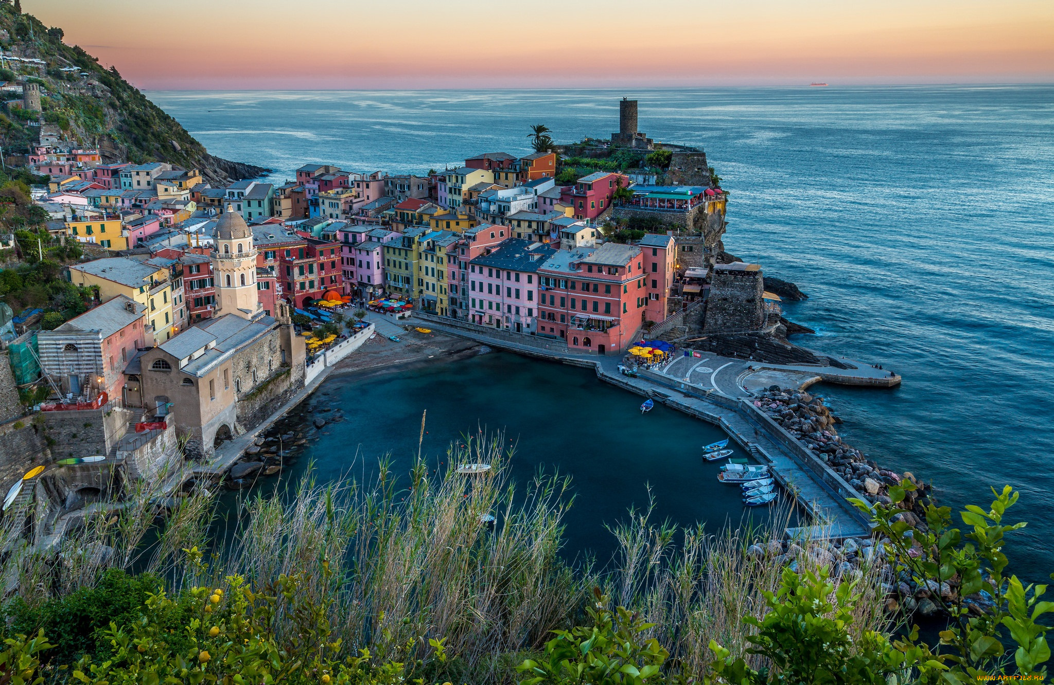 vernazza, города, -, панорамы, побережье