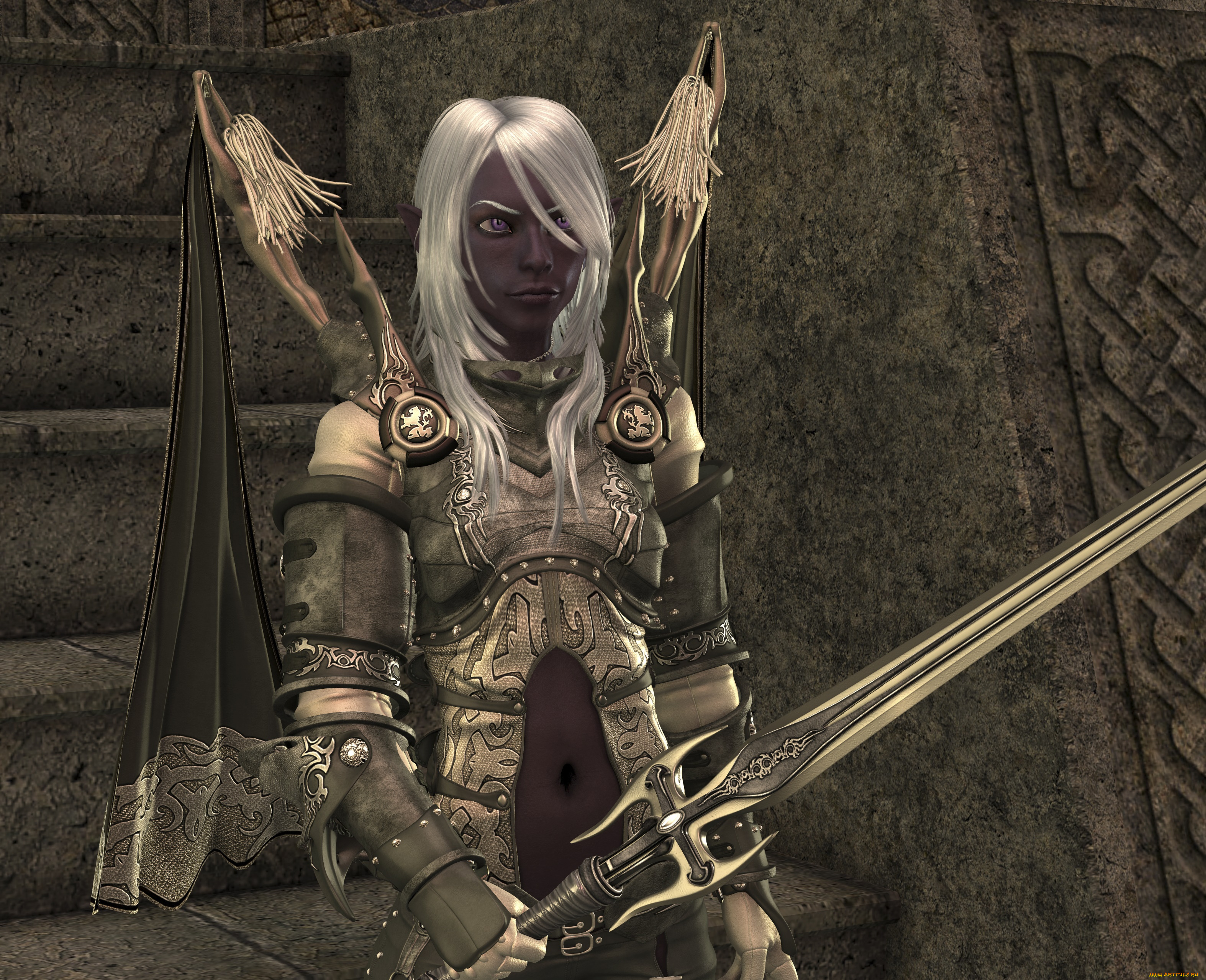 3д, графика, фантазия, , fantasy, фон, взгляд, девушка