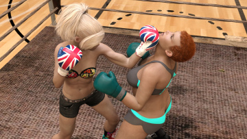 Картинка 3д+графика спорт+ sport бокс ринг фон взгляд девушки