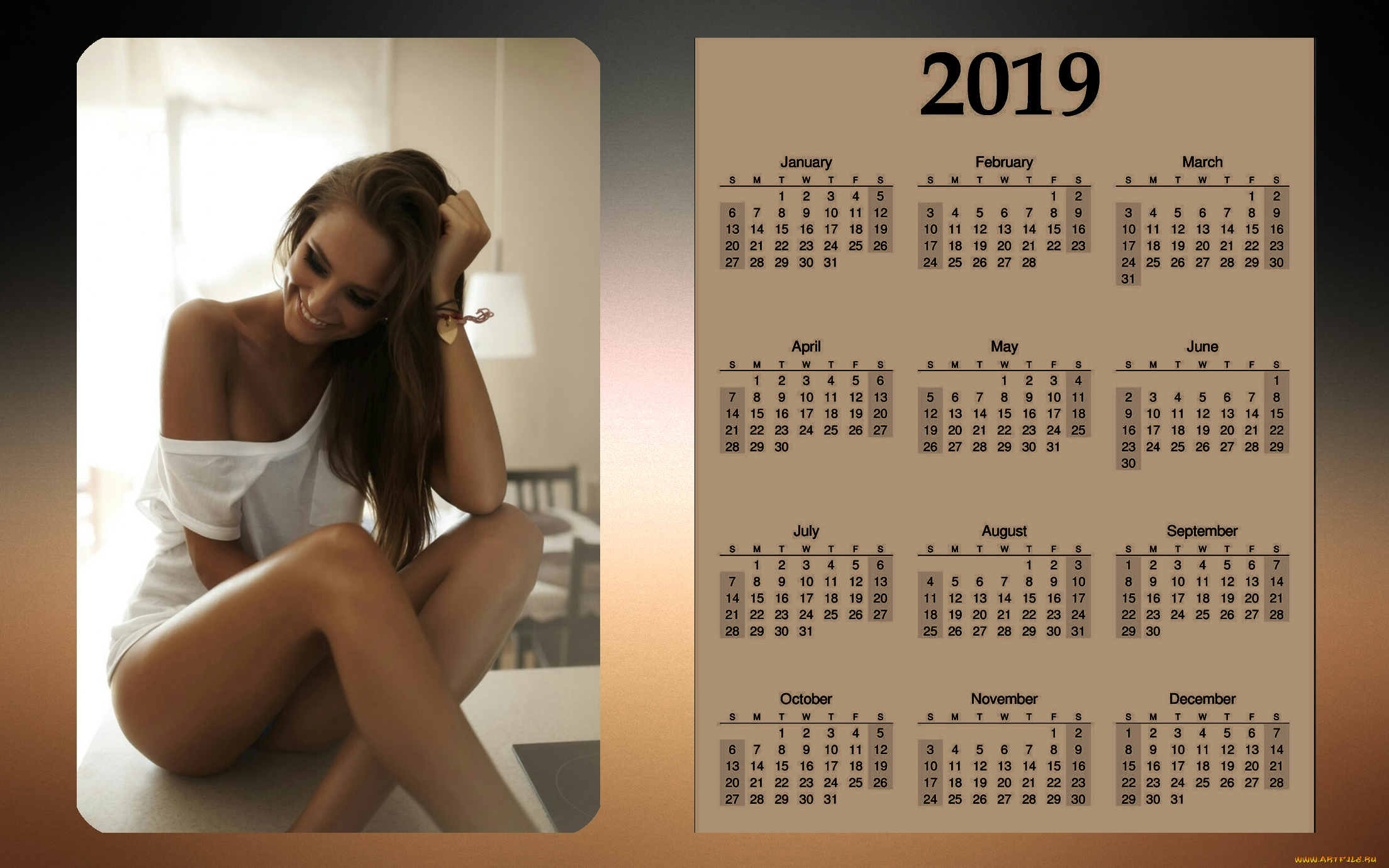 календари, девушки, улыбка