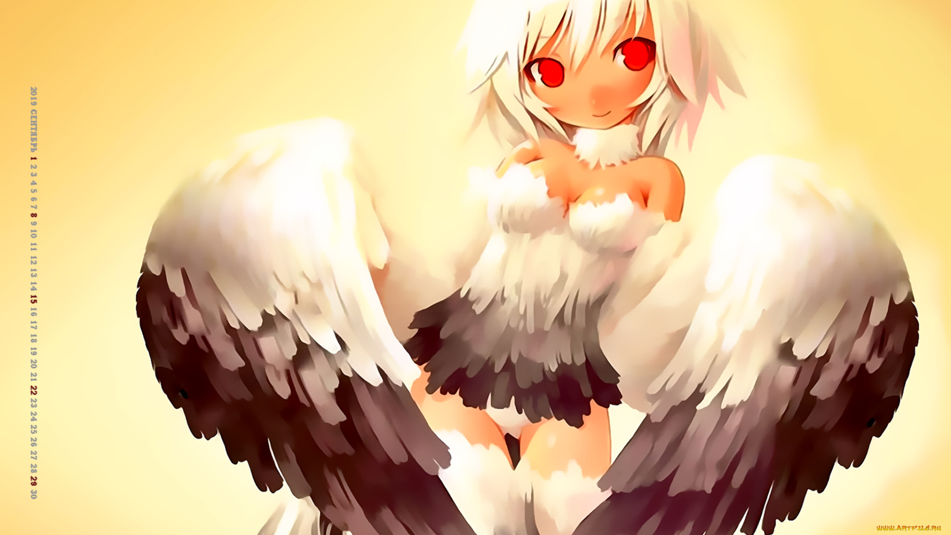 календари, аниме, девушка, крылья, 2019, calendar, перо, существо