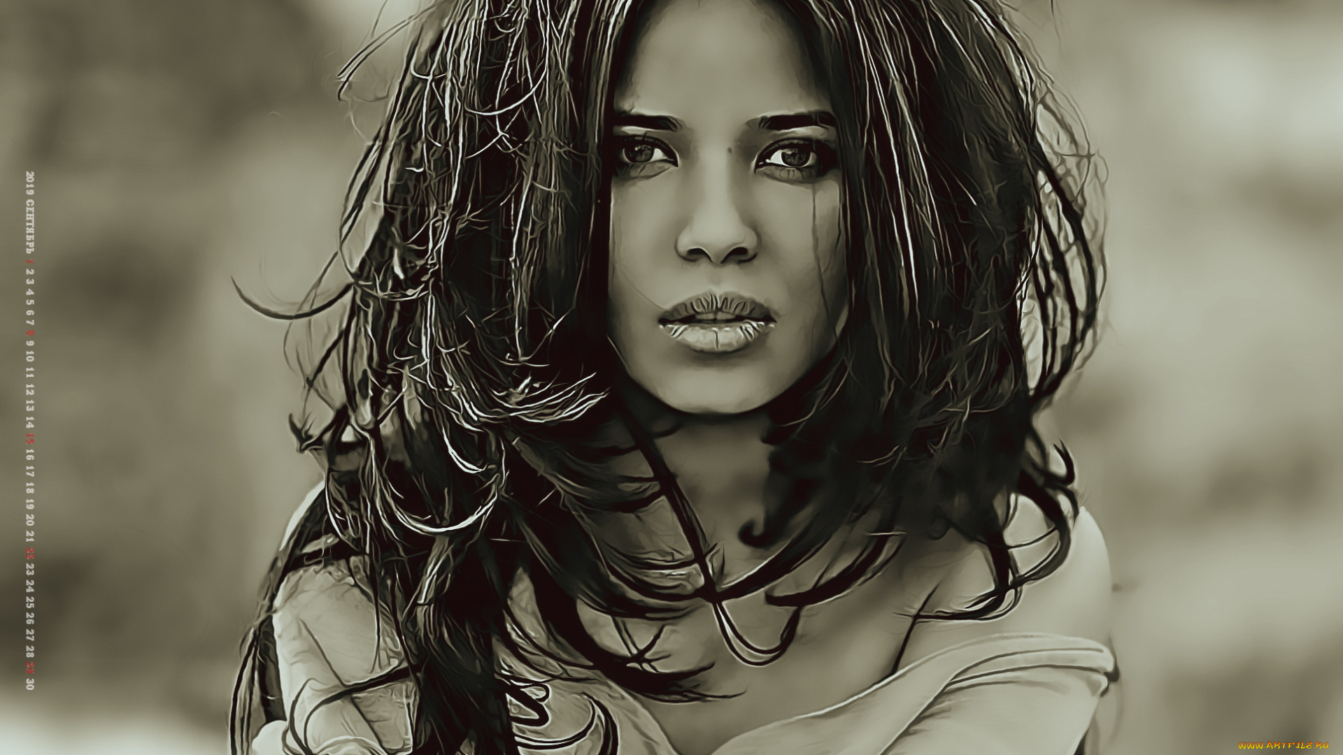 календари, компьютерный, дизайн, 2019, calendar, женщина, взгляд, девушка