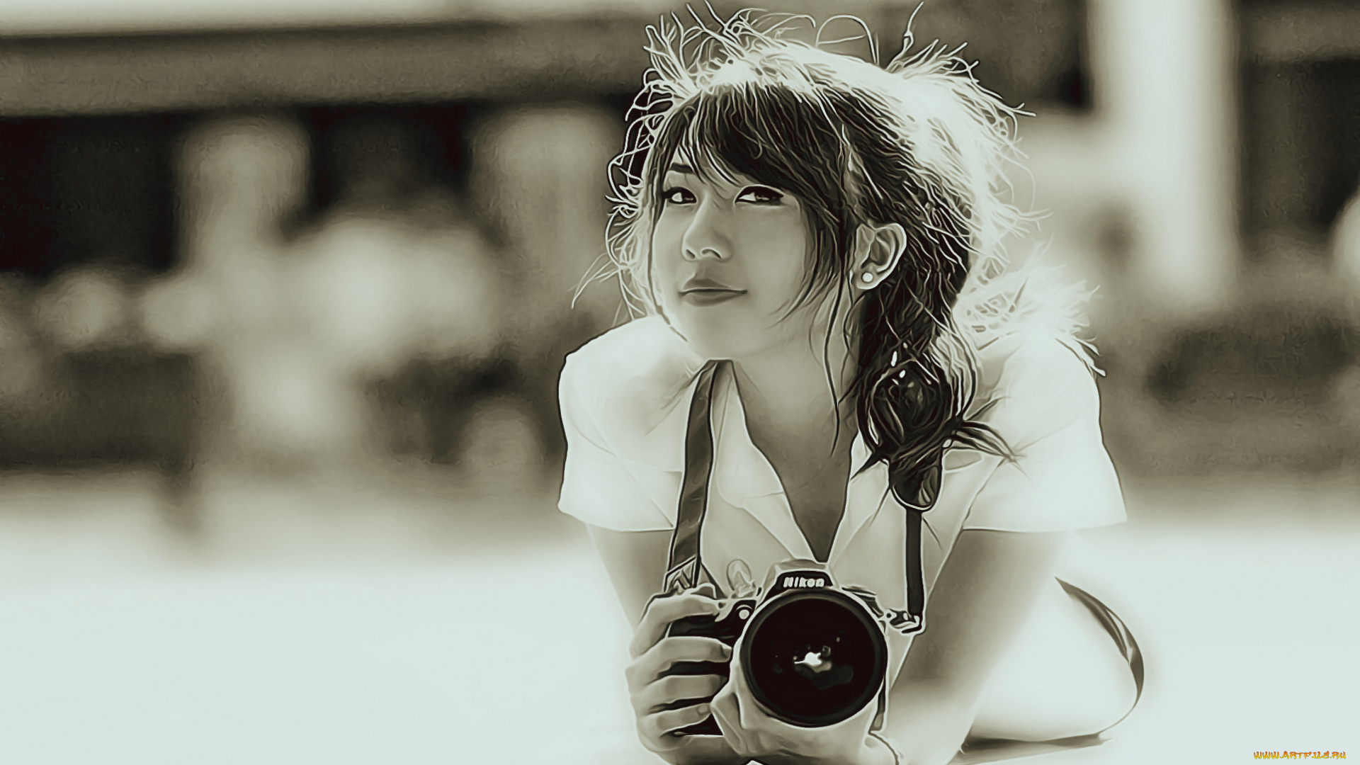 календари, компьютерный, дизайн, женщина, девушка, взгляд, азиатка, 2019, фотоаппарат, calendar