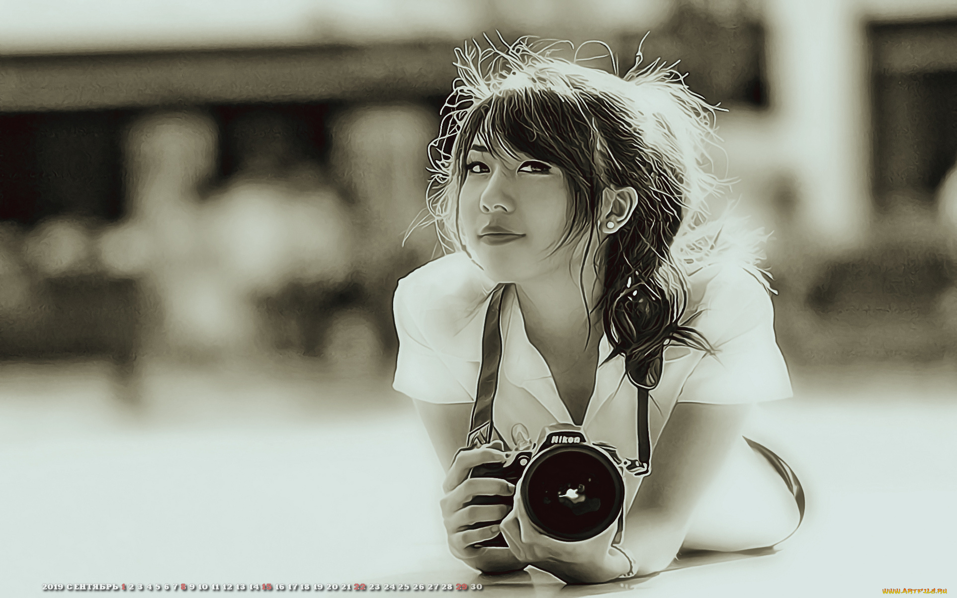 календари, компьютерный, дизайн, женщина, девушка, взгляд, азиатка, 2019, фотоаппарат, calendar