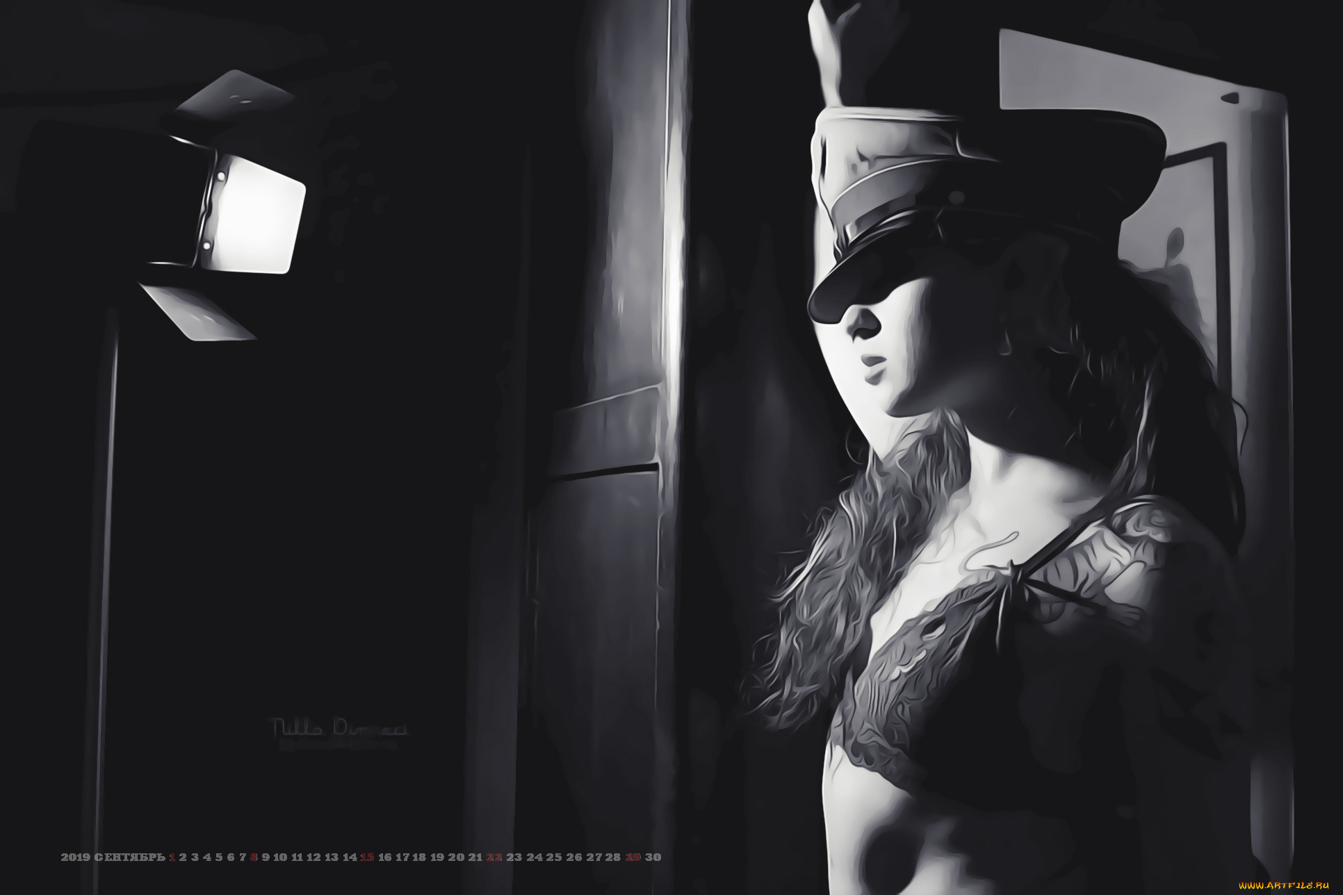 календари, компьютерный, дизайн, 2019, фуражка, calendar, тату, женщина, лампа, девушка