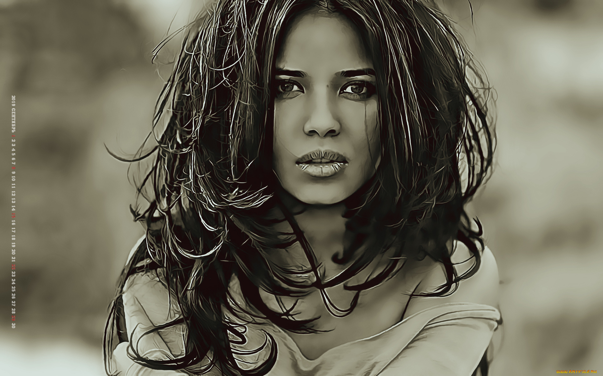 календари, компьютерный, дизайн, 2019, calendar, женщина, взгляд, девушка