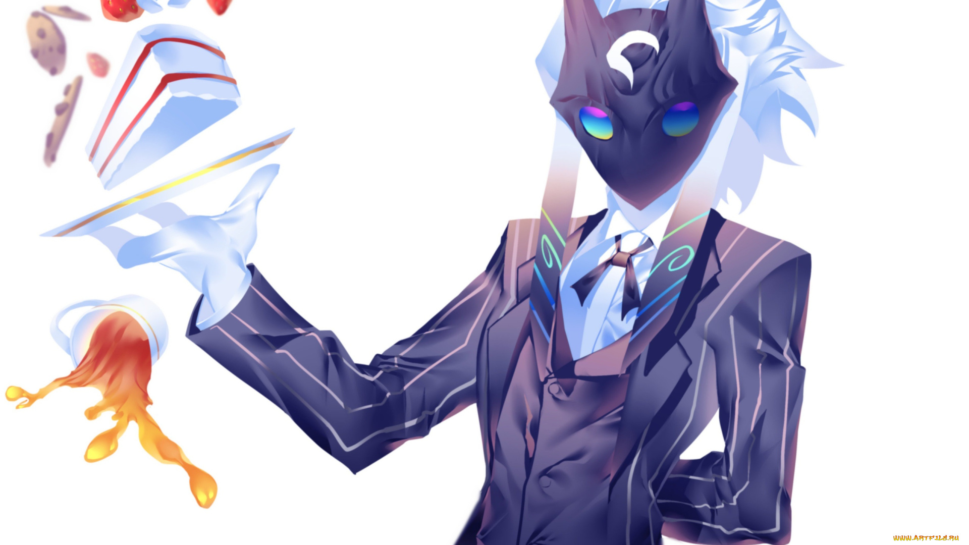 видео, игры, league, of, legends, kindred, маска, костюм, торт