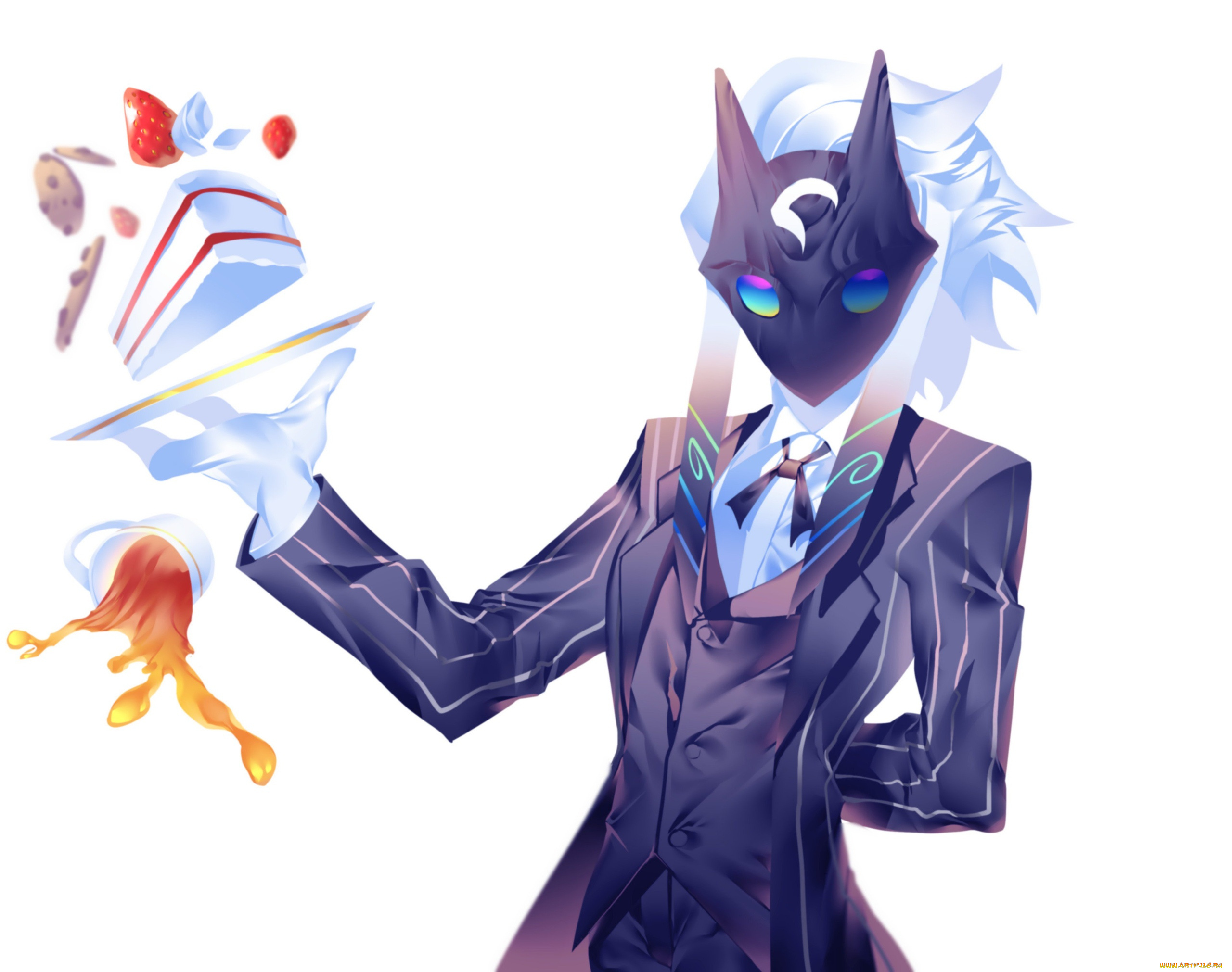 видео, игры, league, of, legends, kindred, маска, костюм, торт