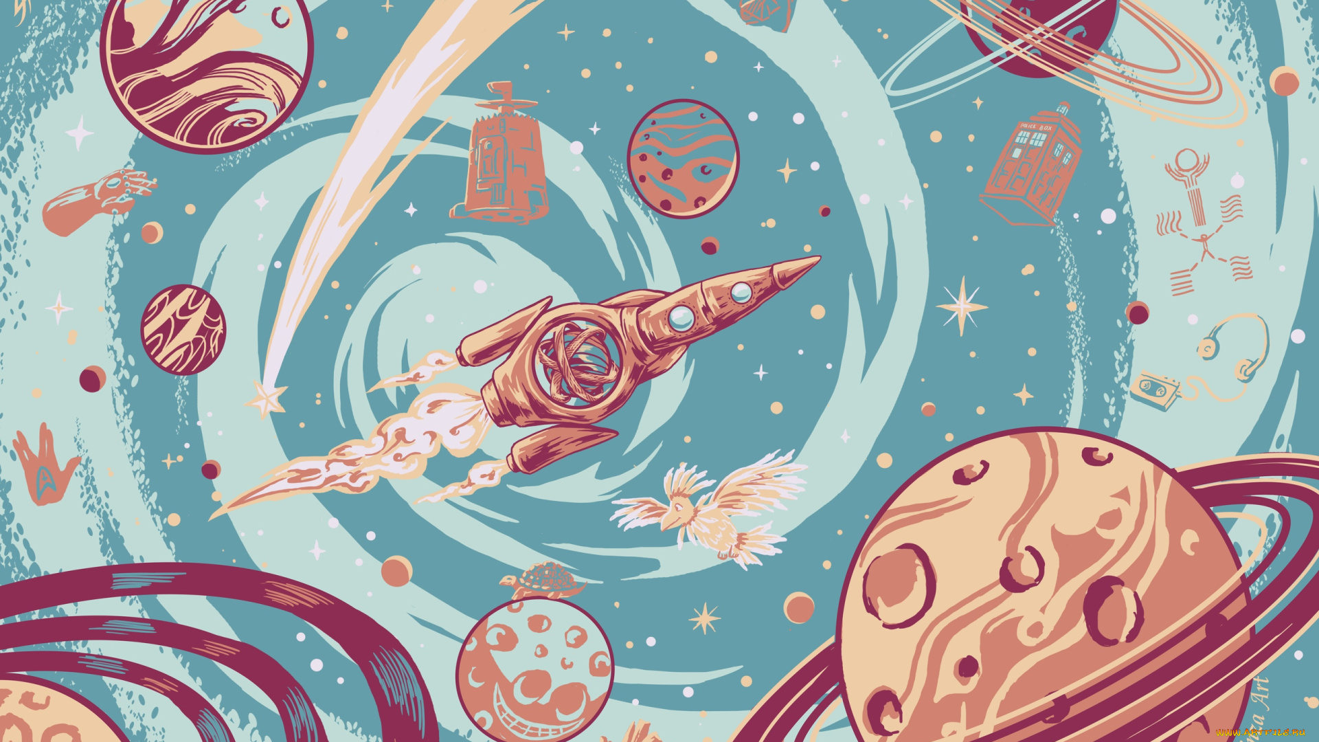 рисованное, кино, , мультфильмы, космос, планеты, пепелац, грут, говорун