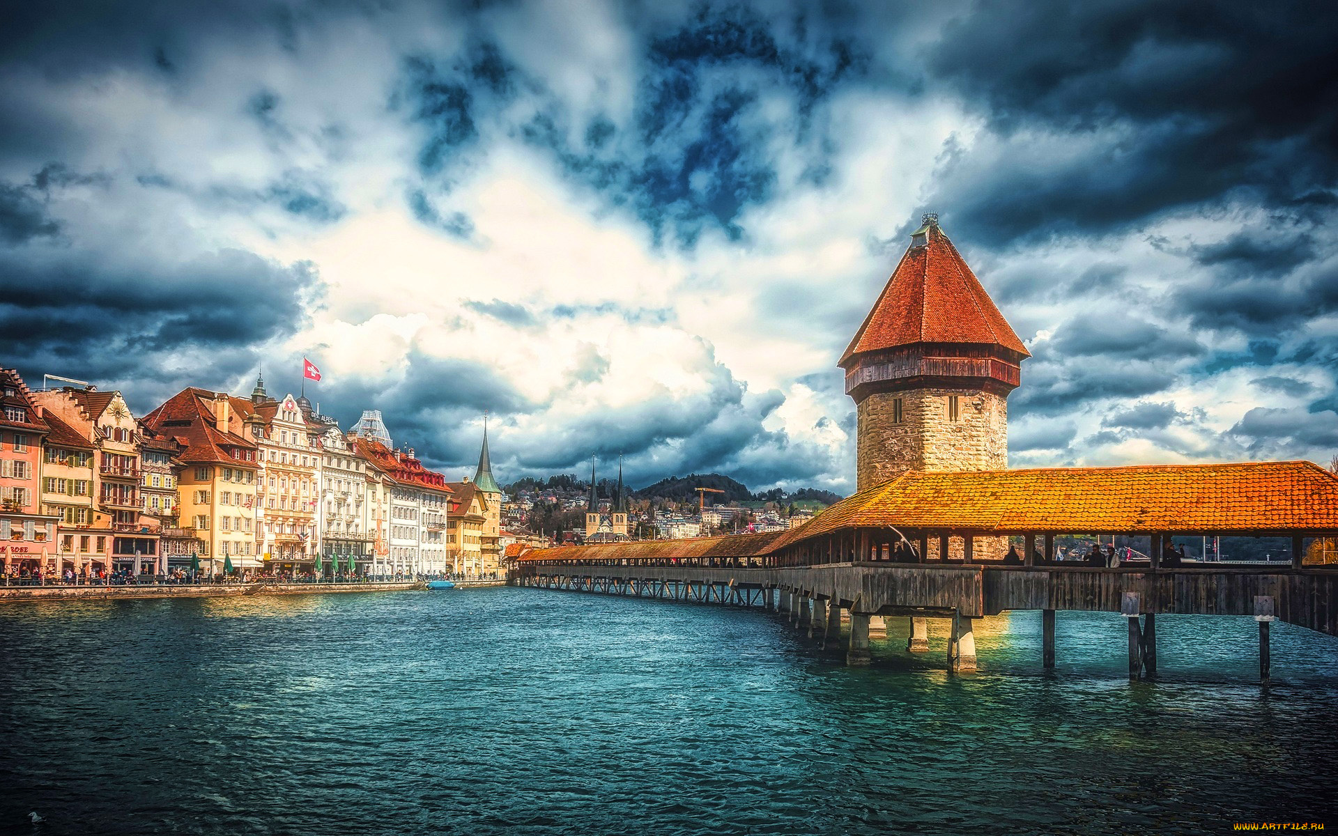 города, люцерн, , швейцария, мост