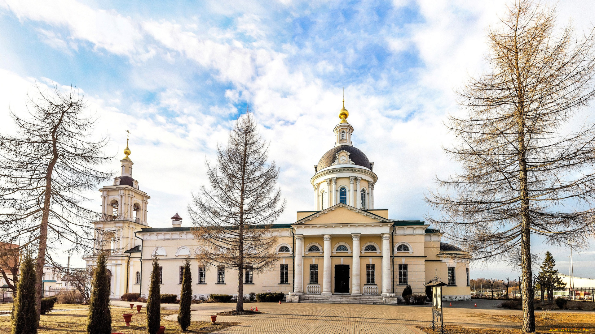 города, -, православные, церкви, , монастыри, храм, деревья, осень, небо, облака