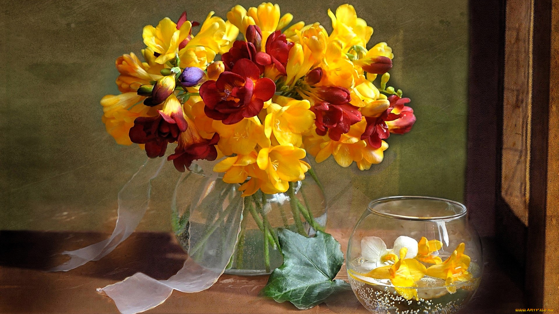 разное, компьютерный, дизайн, цветы, букет, ваза, ленты