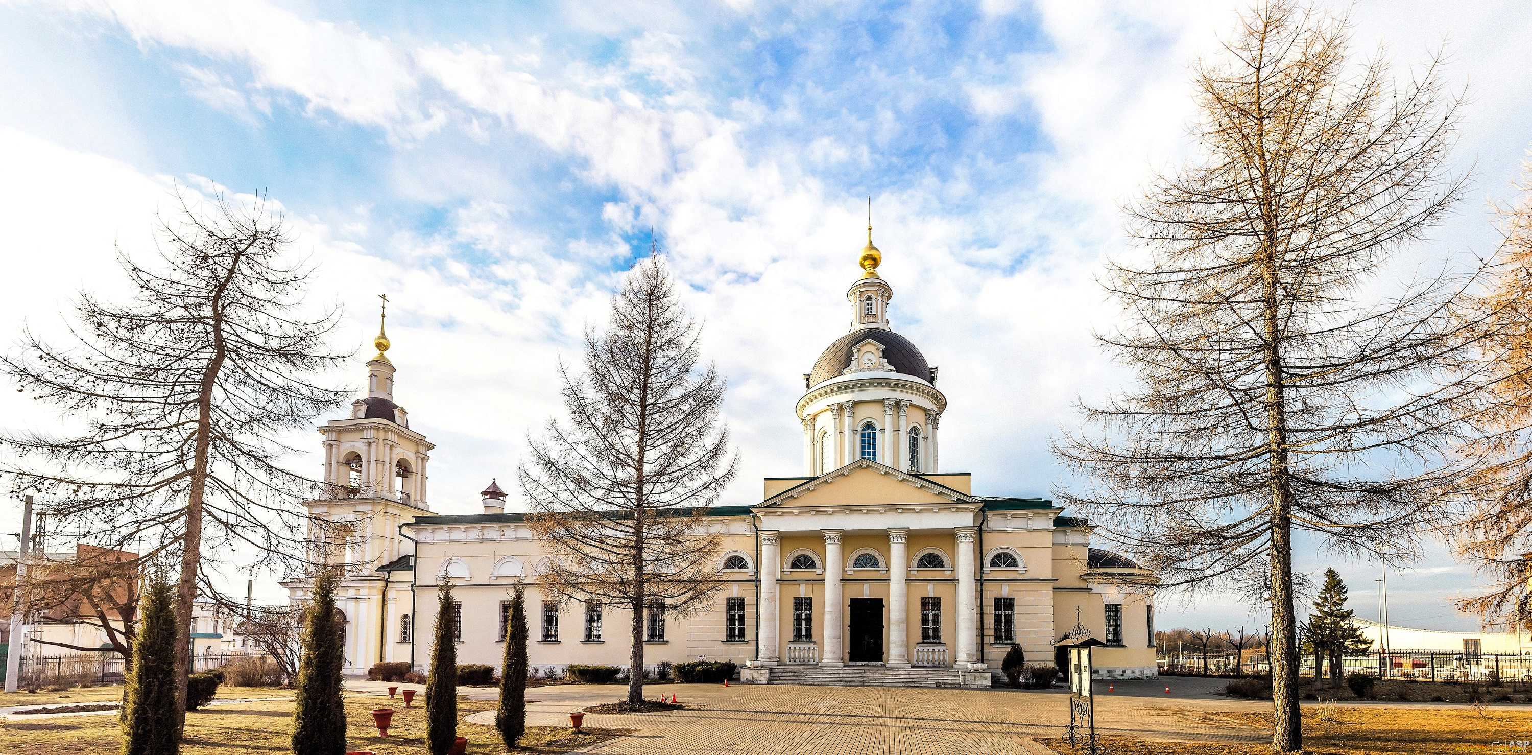 города, -, православные, церкви, , монастыри, храм, деревья, осень, небо, облака