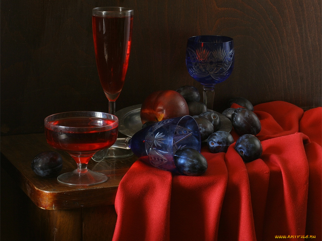 ира, быкова, сливы, на, красном, еда, натюрморт