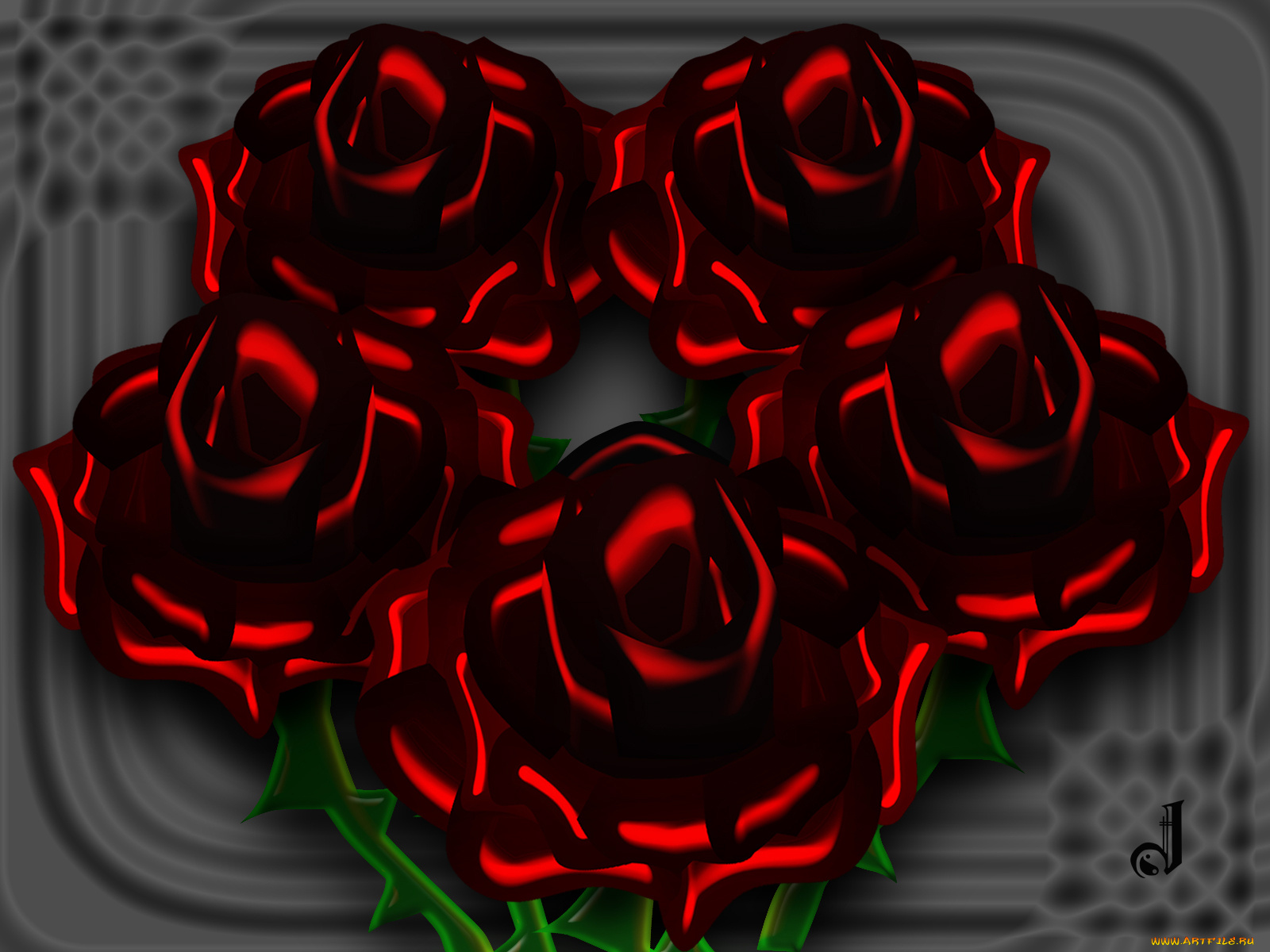 3д, графика, flowers, цветы, тёмный