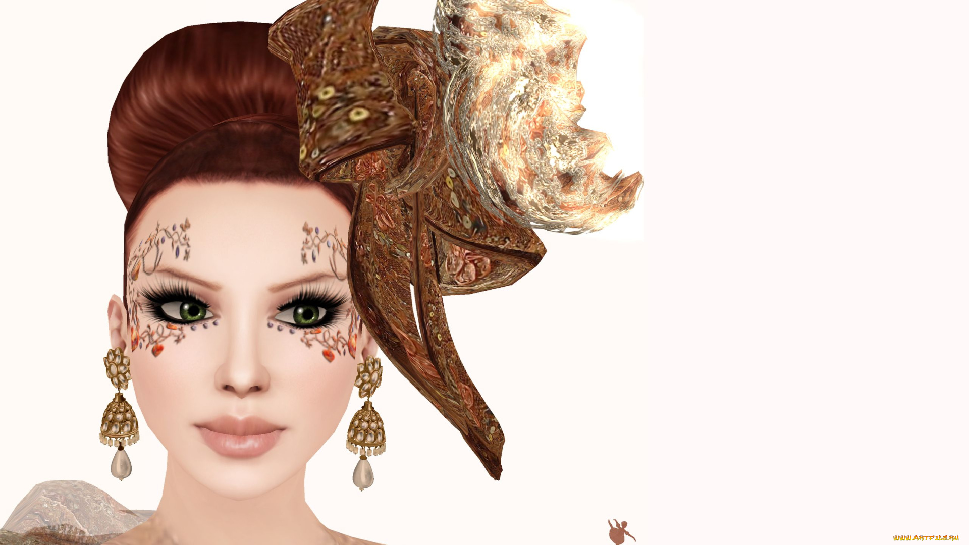 3д, графика, people, люди, прическа, серьги