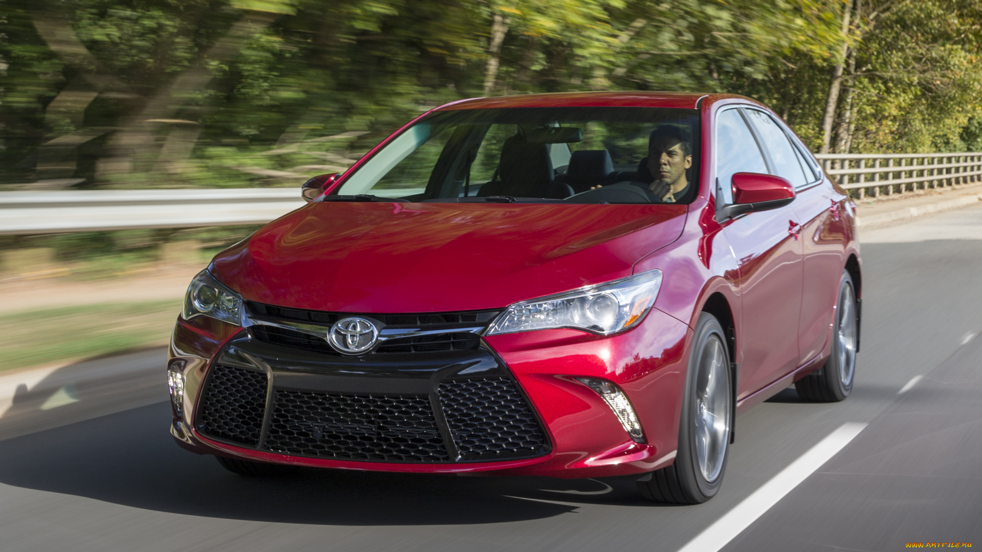 автомобили, toyota, красный, xse, camry, 2015г