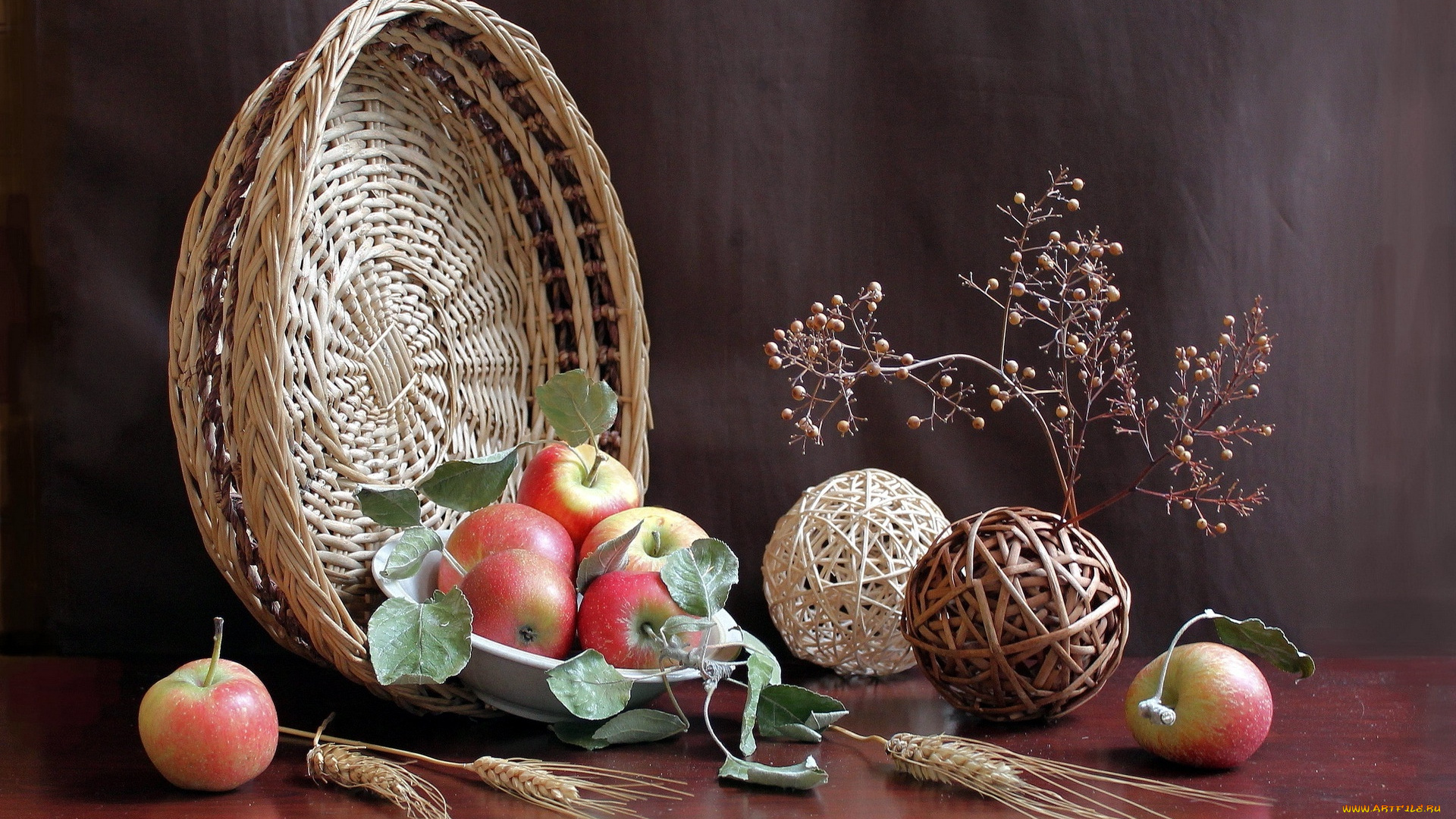 еда, натюрморт, яблоки