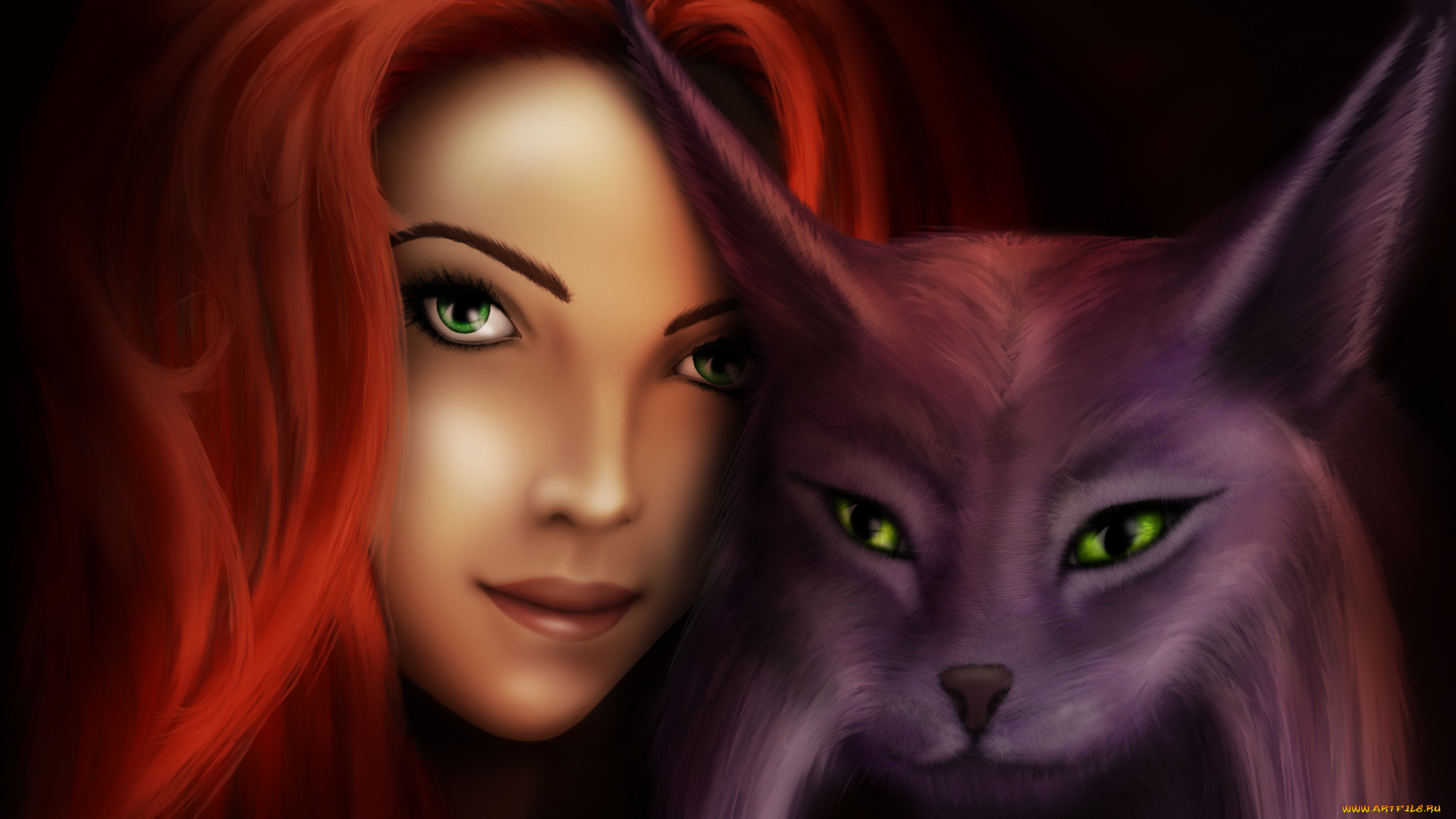 фэнтези, красавицы, и, чудовища, девушка, взгляд, рыжая