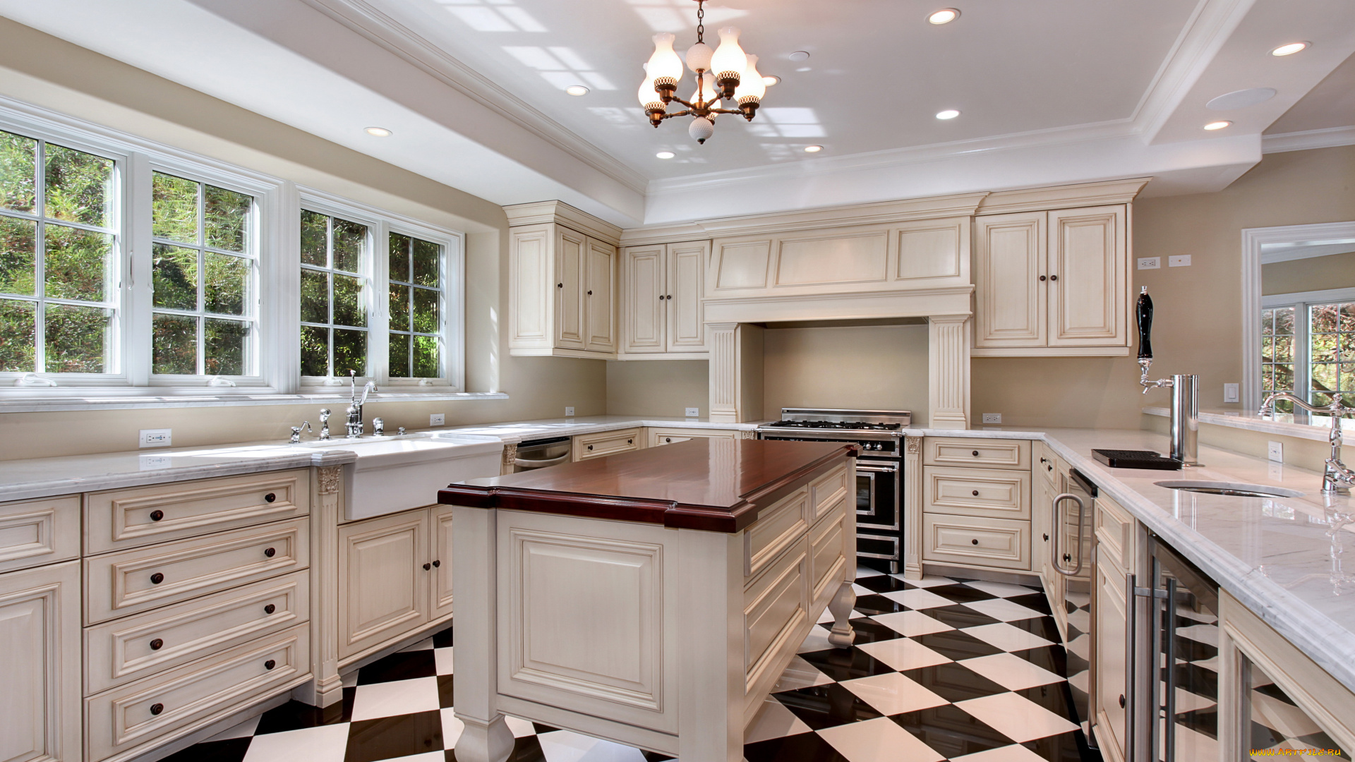 интерьер, кухня, дизайн, мебель, люстра