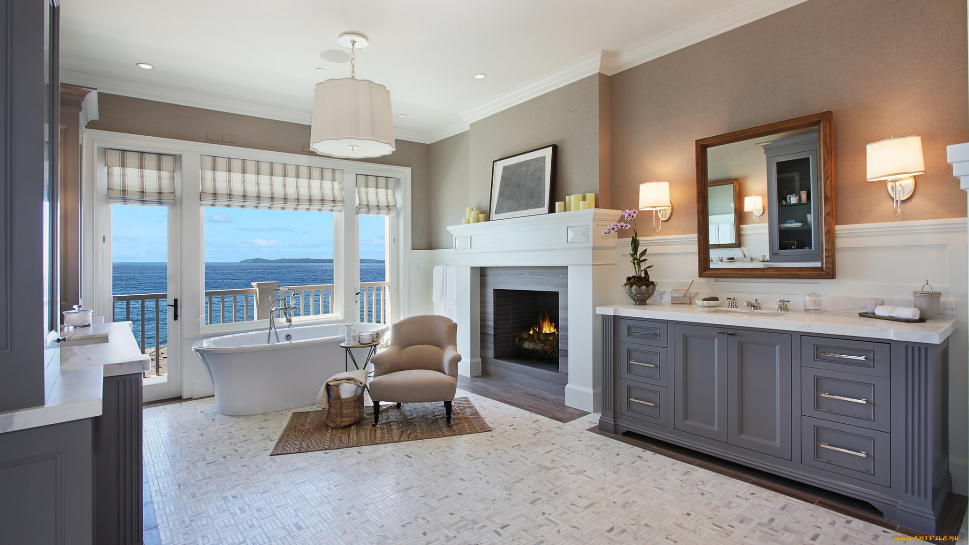 интерьер, ванная, и, туалетная, комнаты, дизайн, стиль, ванная